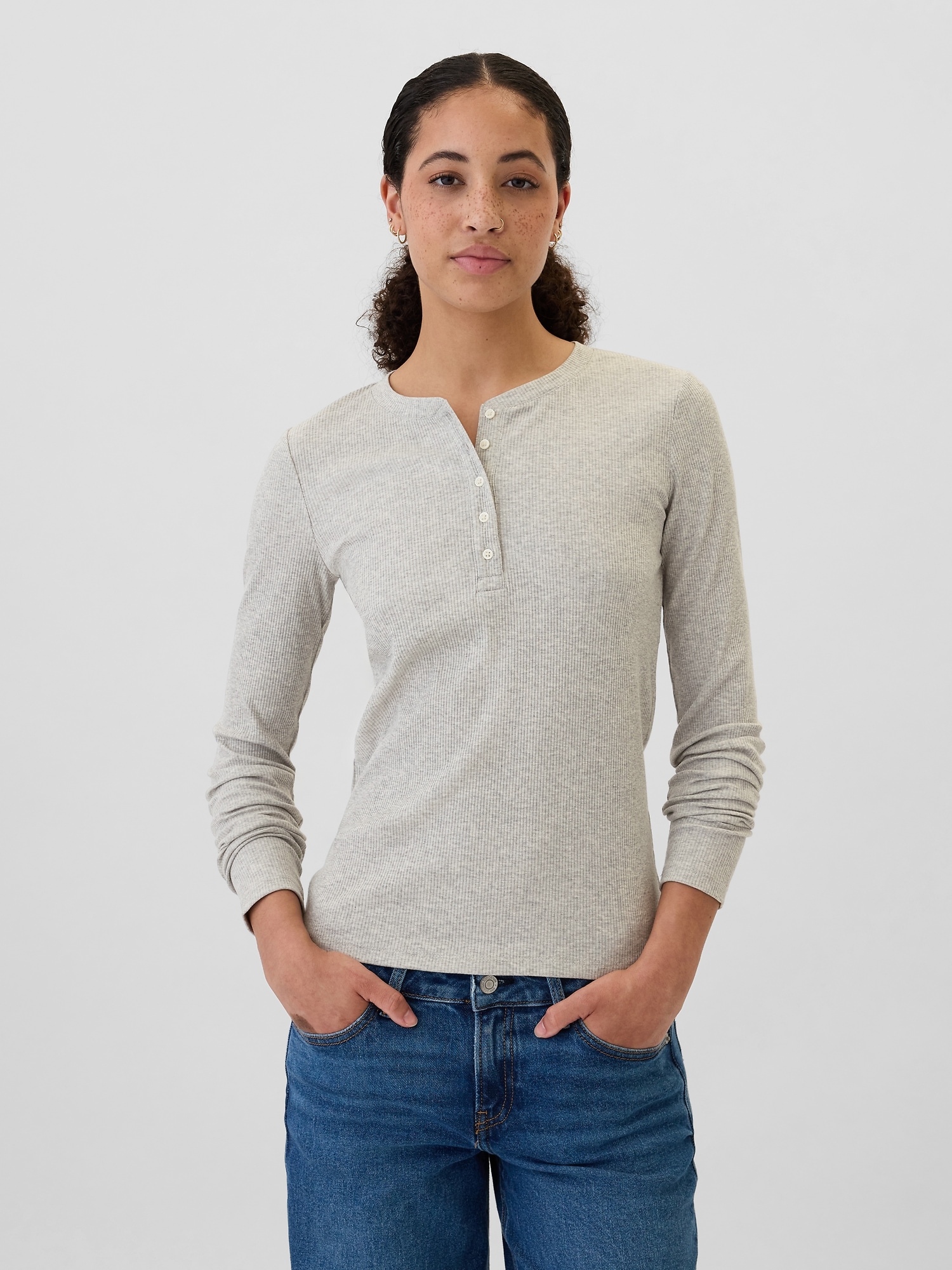 Ribbed Henley T-Shirt