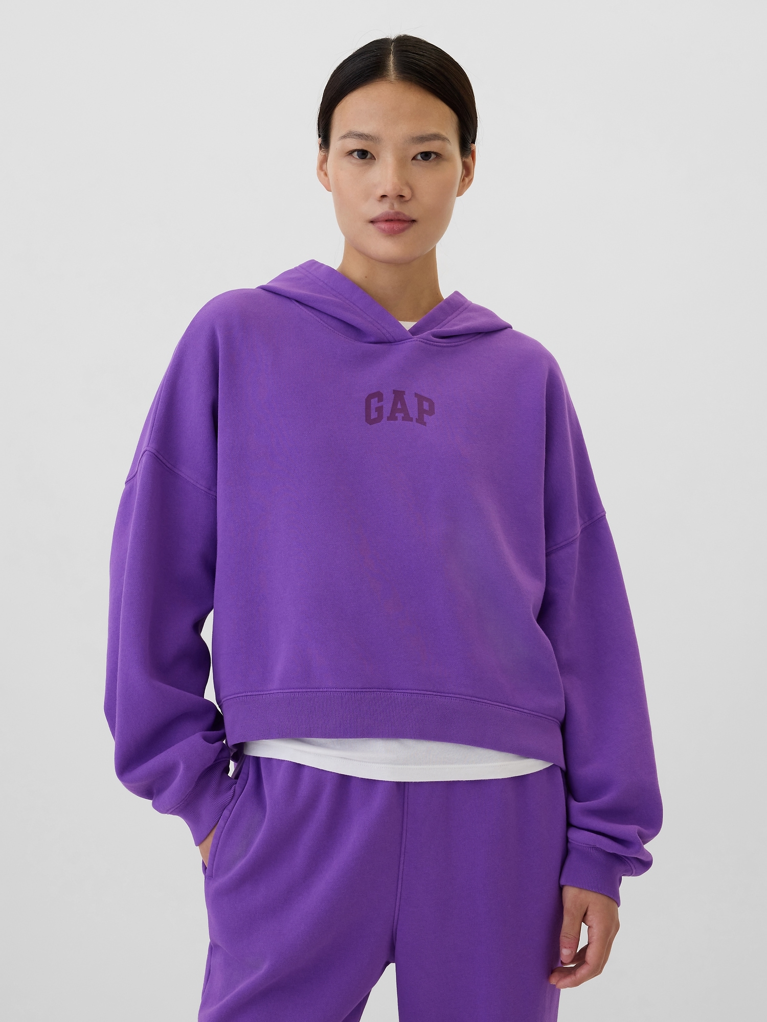 Relaxed Gap Mini Logo Cropped Hoodie Gap Factory