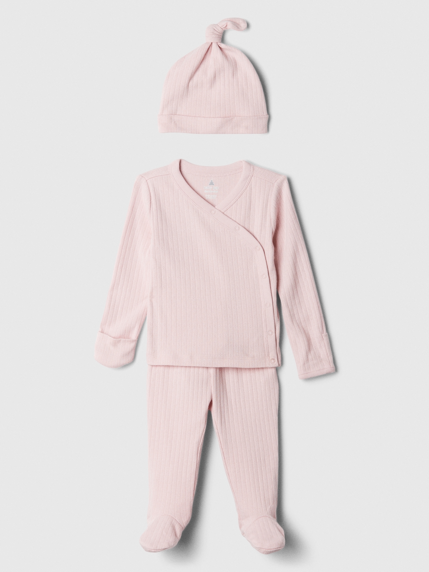 Baby Ribbed Pointelle Three-Piece Outfit Set