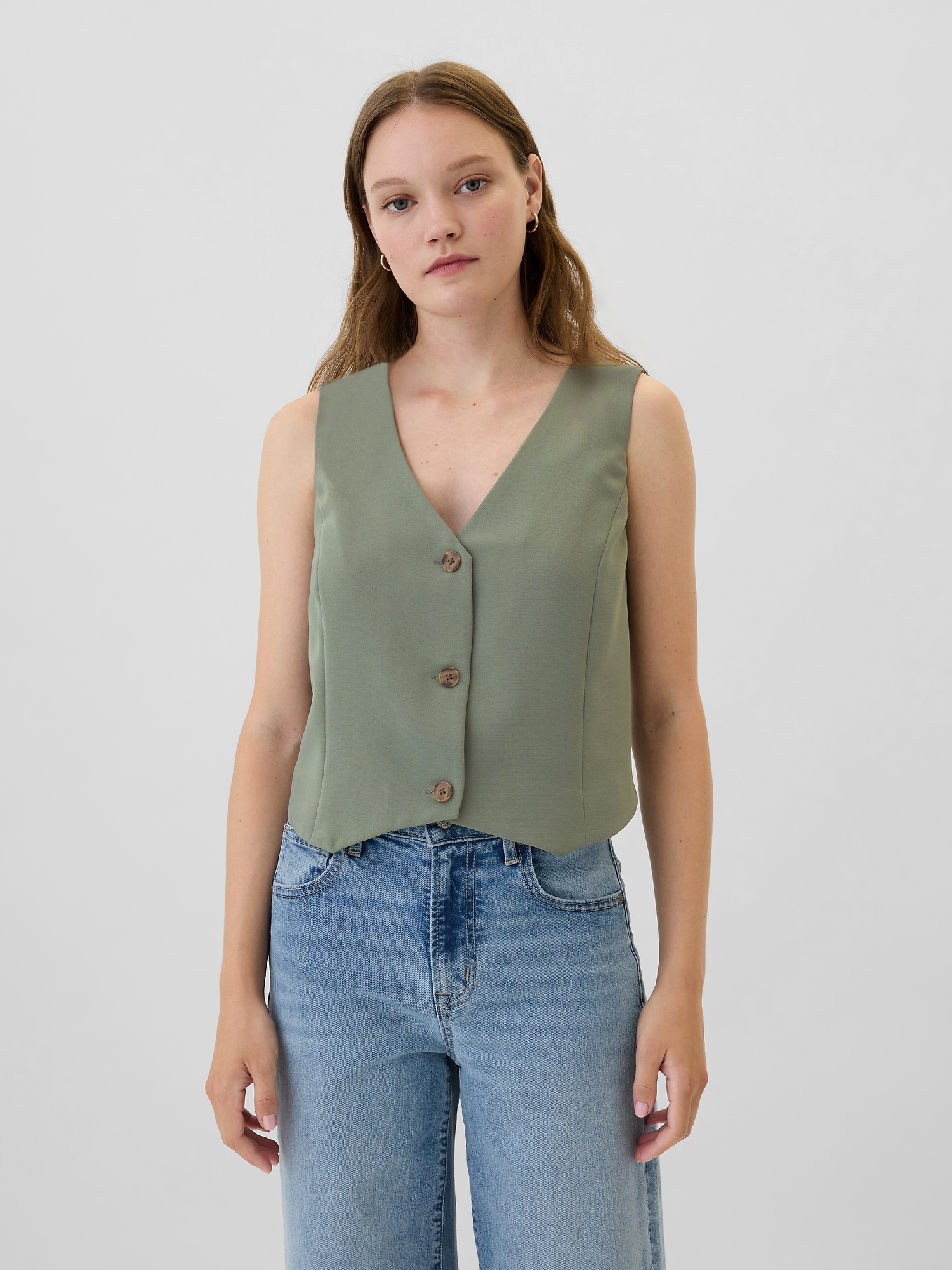 Crepe V-Neck Vest