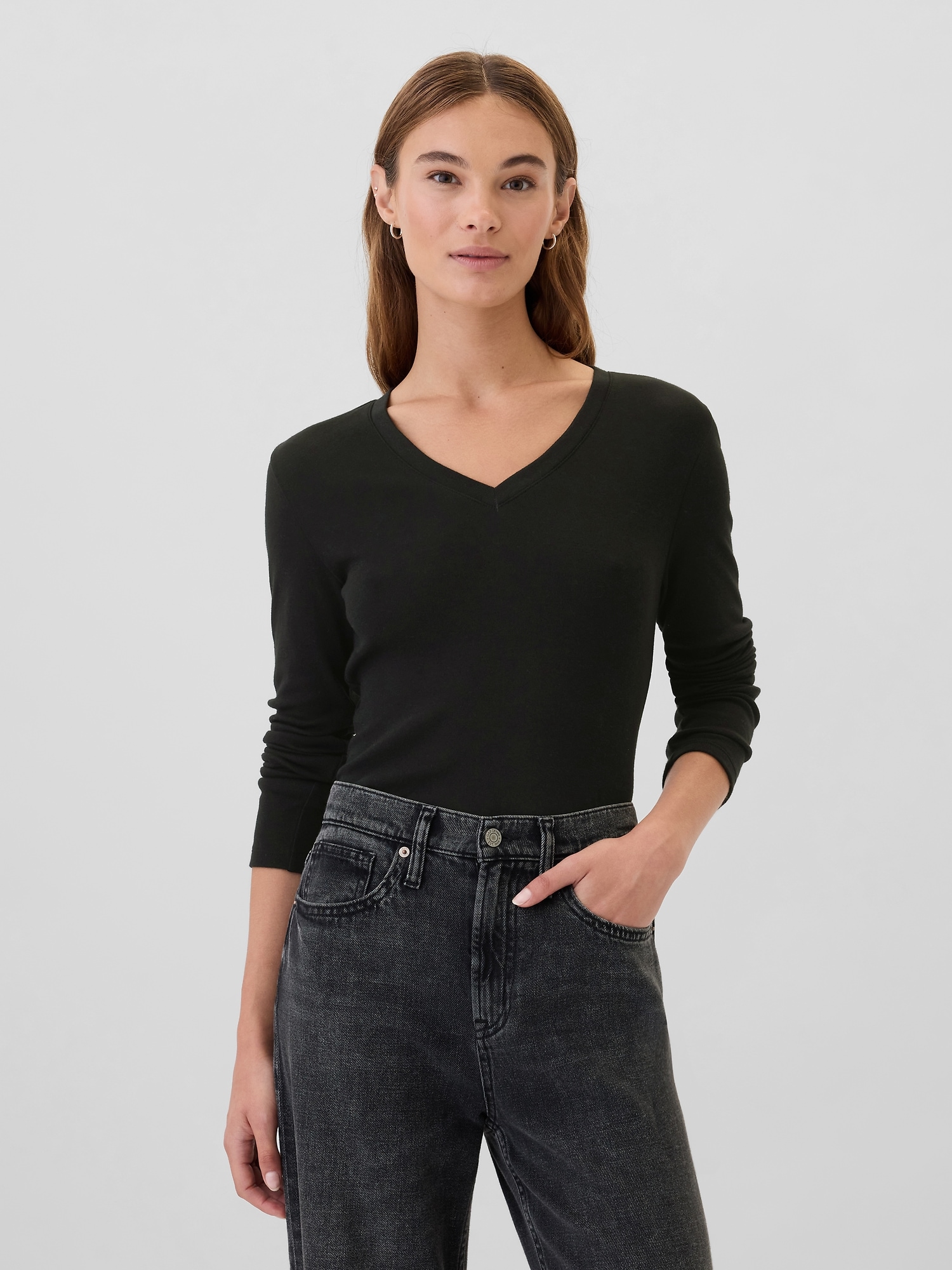 Long Sleeve V Neck Shirts Gap Factory