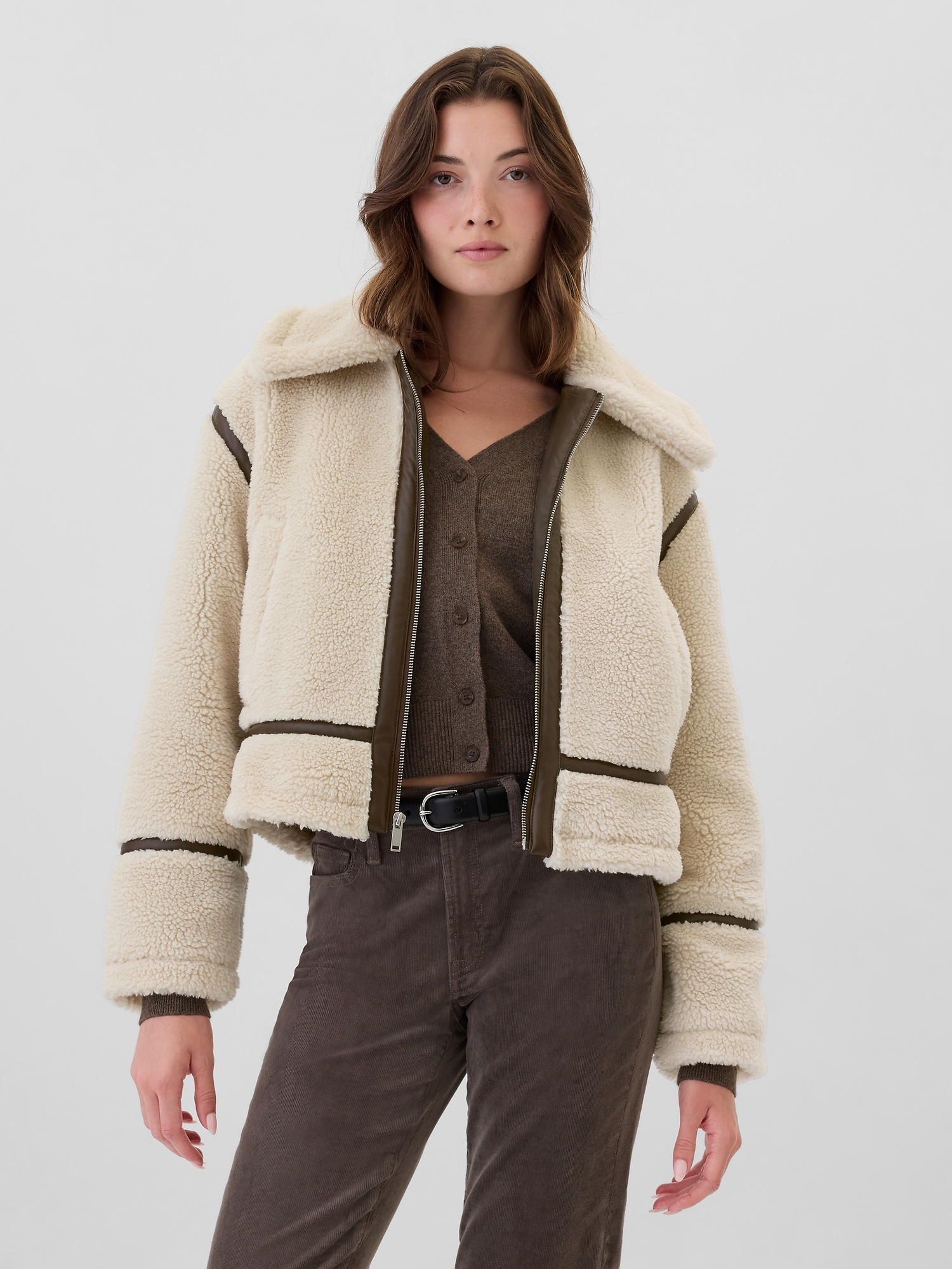 Relaxed Sherpa Coat - Beige