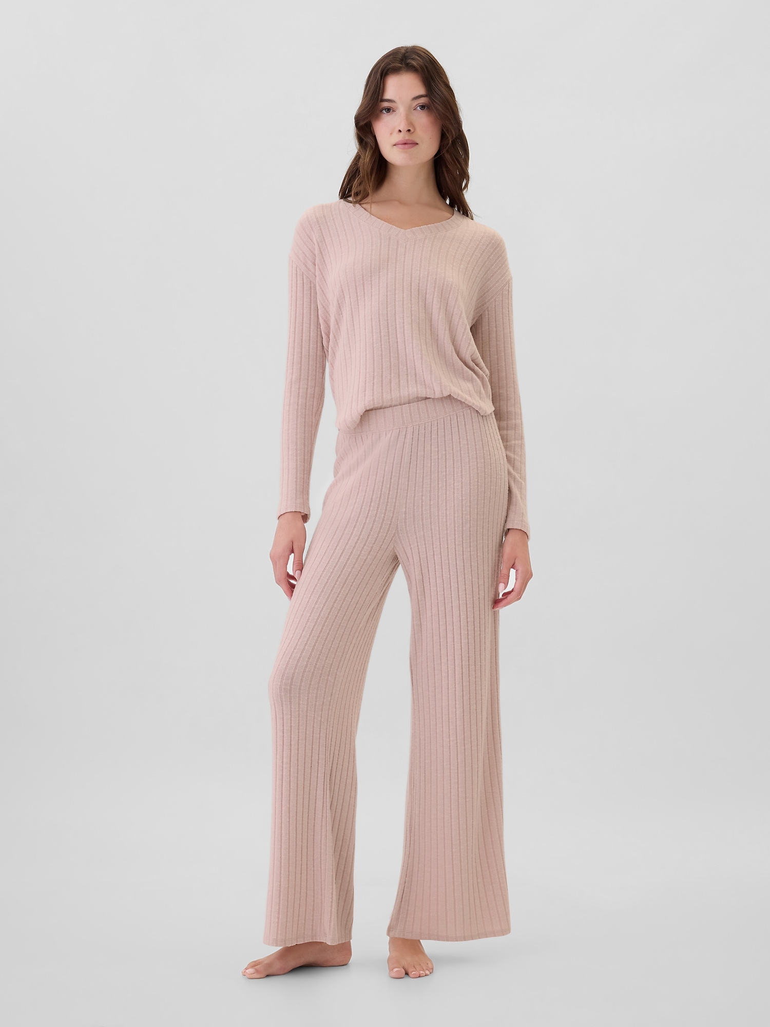 Relaxed Ribbed Wide-Leg PJ Pants