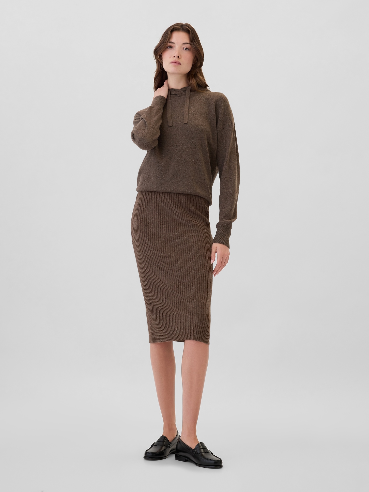 CashSoft Ribbed Sweater Midi Skirt