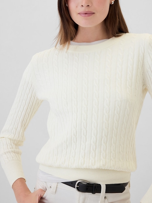 Image number 4 showing, CashSoft Cable-Knit Crewneck Sweater