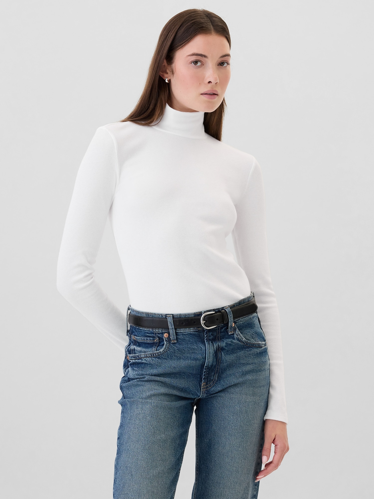 Ribbed Turtleneck T-Shirt