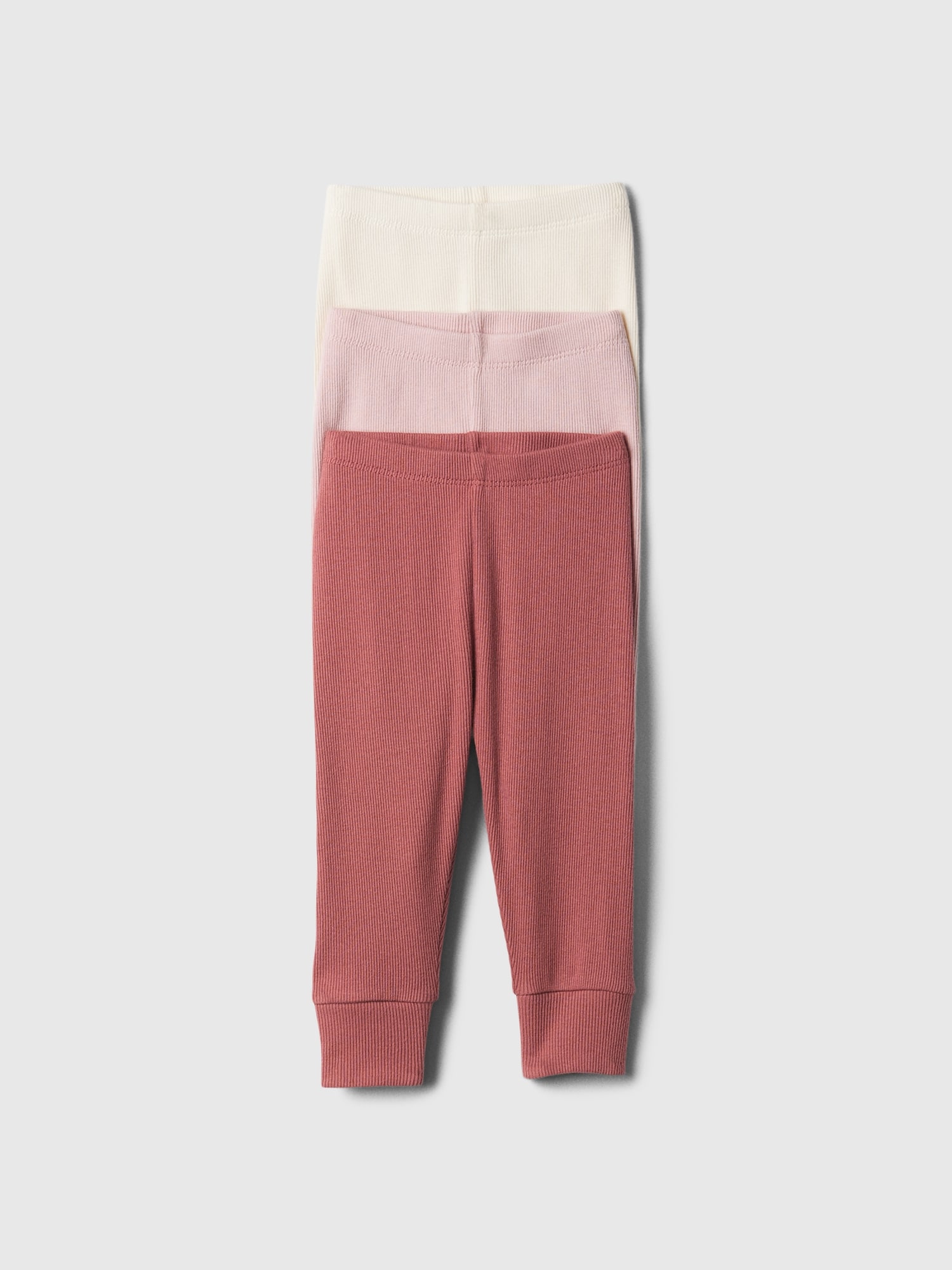 Baby Ribbed Pull-On Pants (3-Pack) - Pink