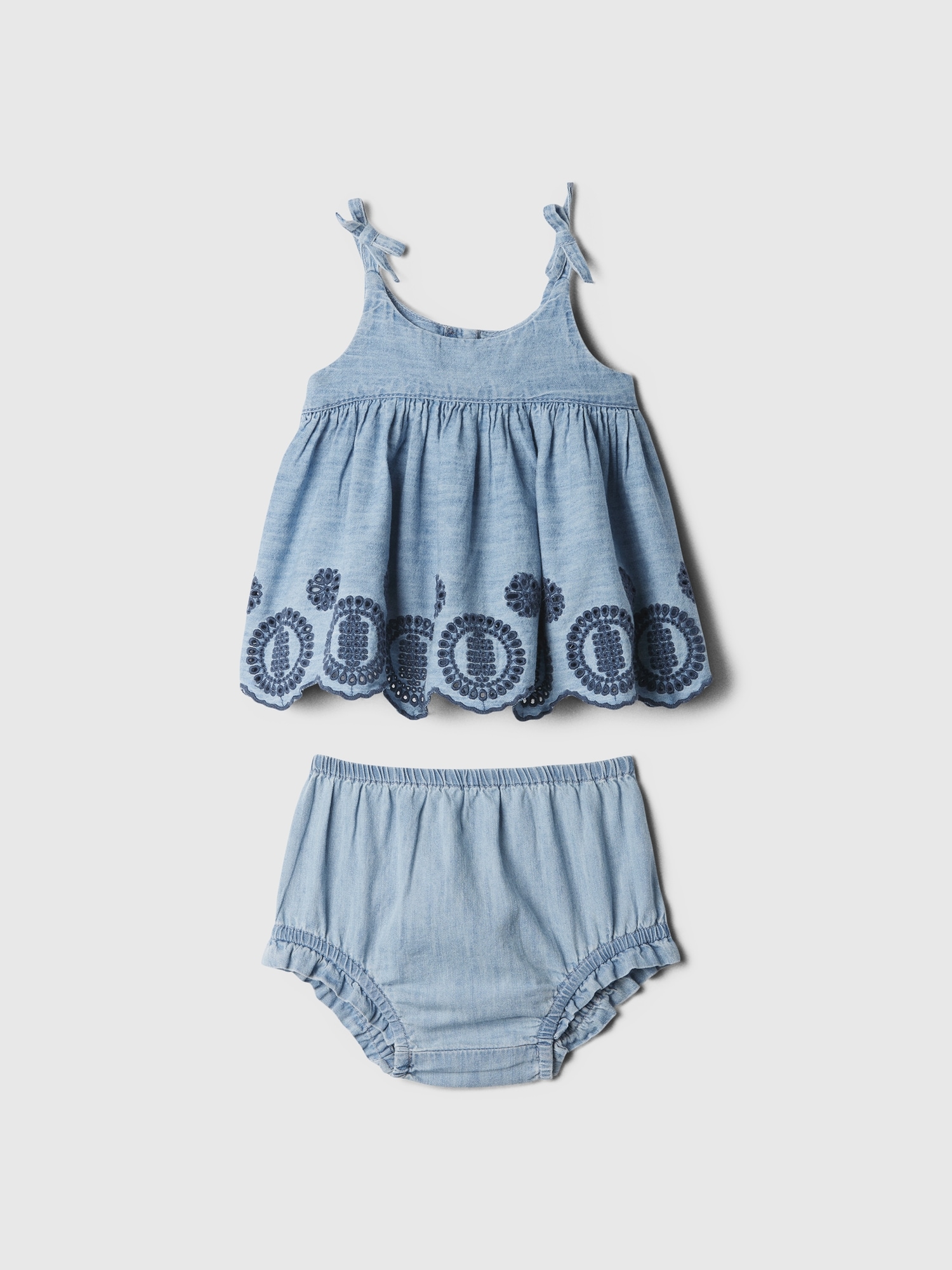 Baby Denim Eyelet Two-Piece Outfit Set