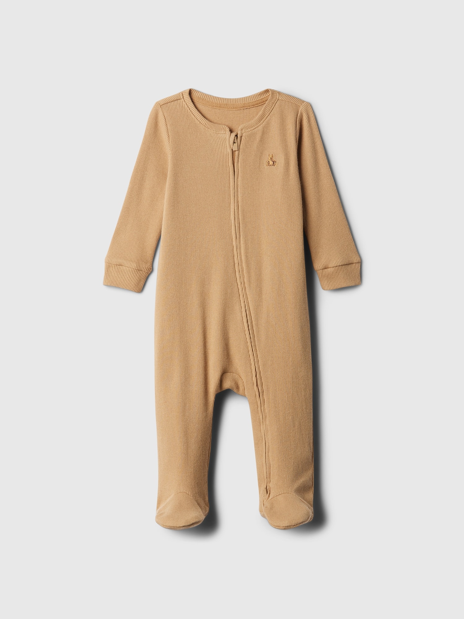 Baby Ribbed Two-Way Zip One-Piece