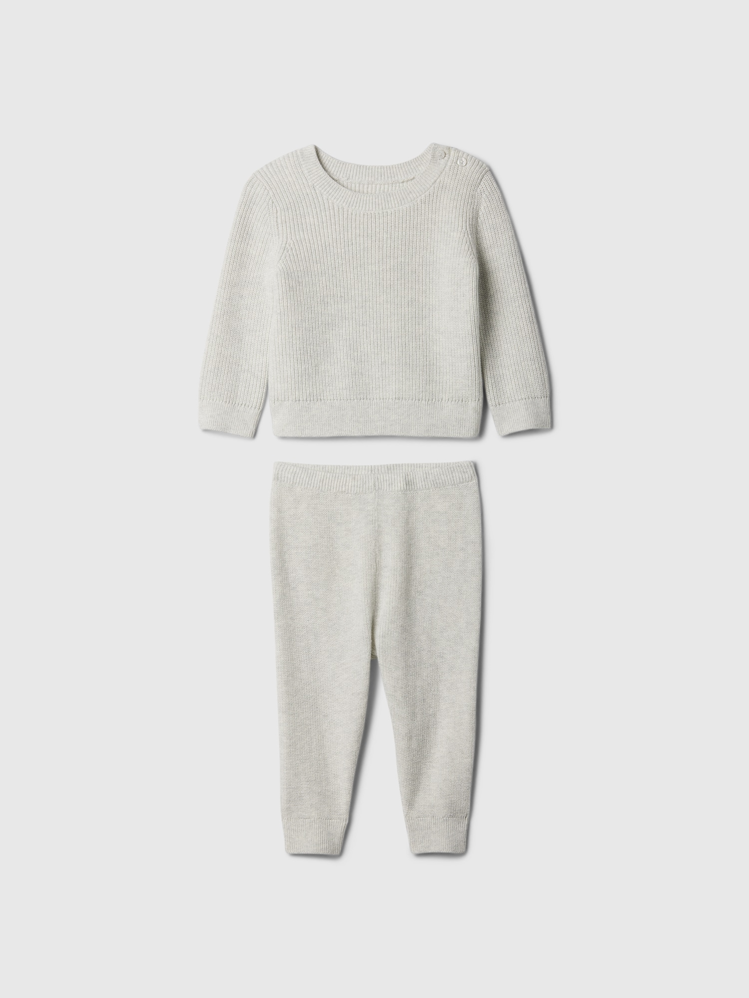 Baby Ribbed Sweater Two-Piece Outfit Set - Gray