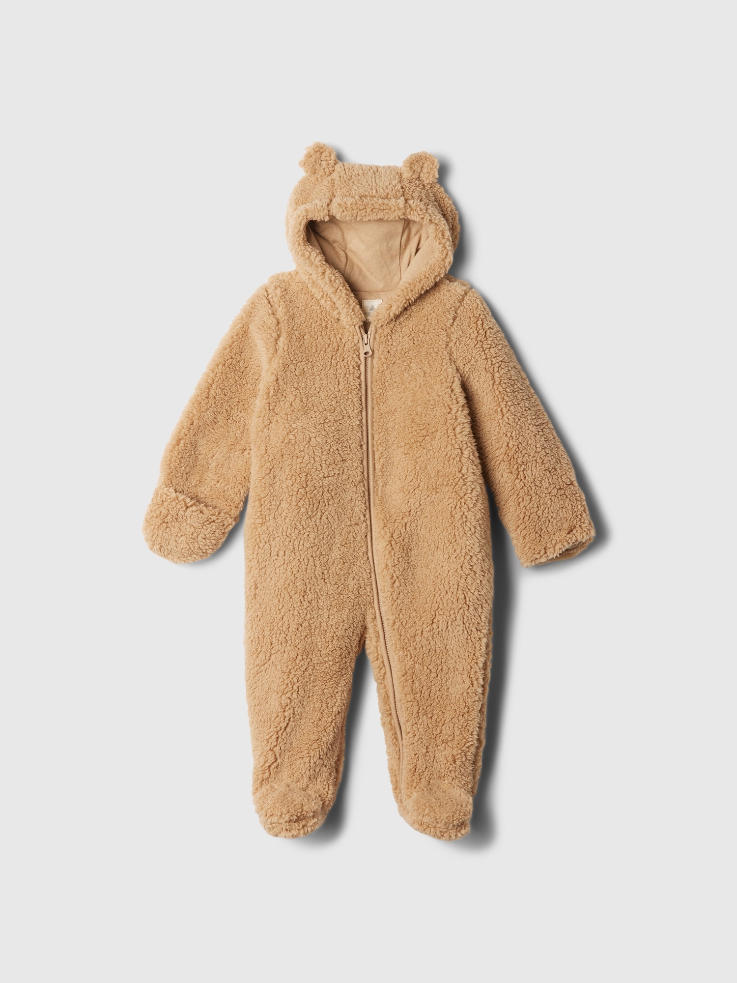 Baby Sherpa Hoodie One-Piece - Brown