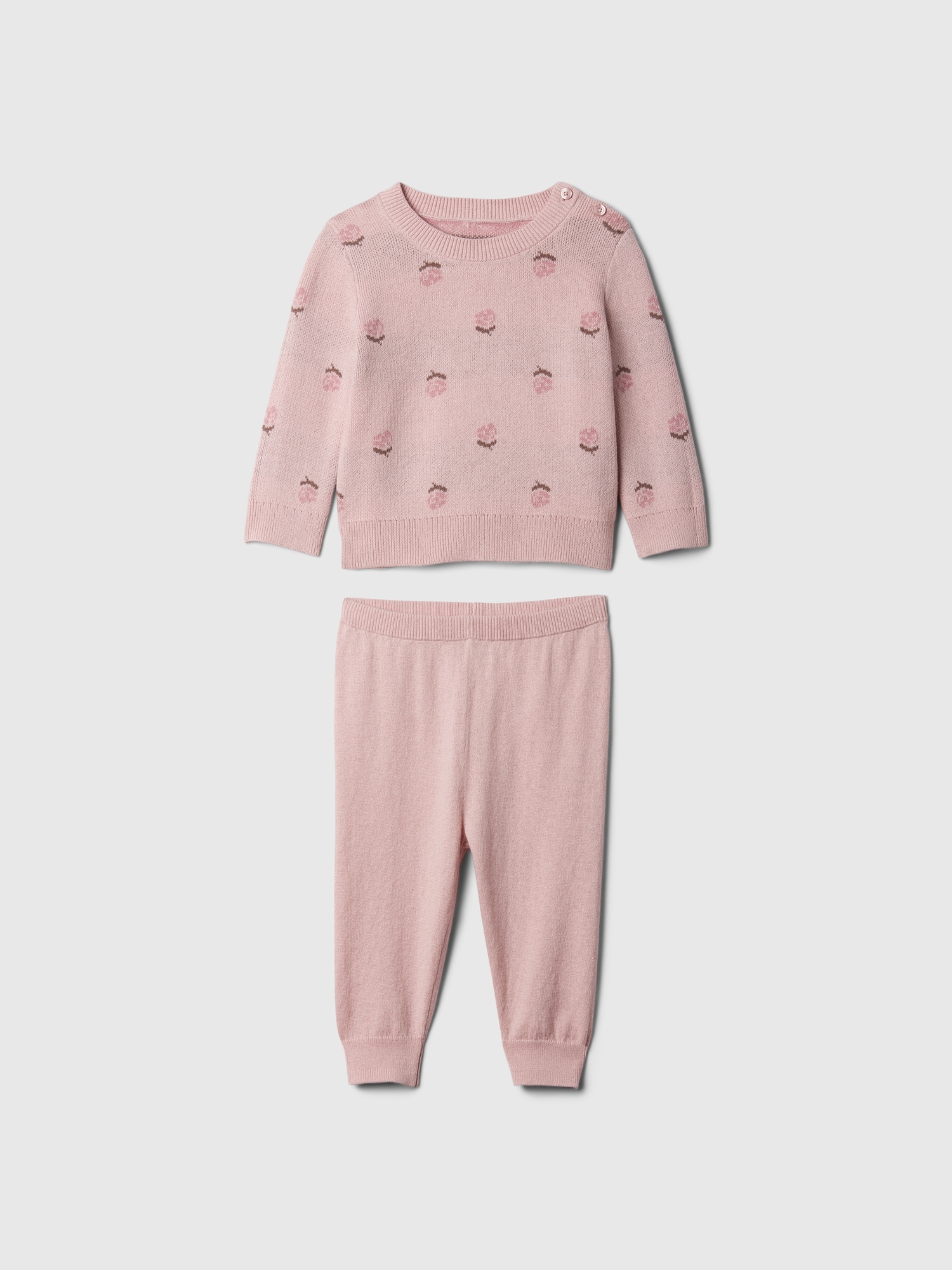 Baby Print Ribbed Sweater Two-Piece Outfit Set