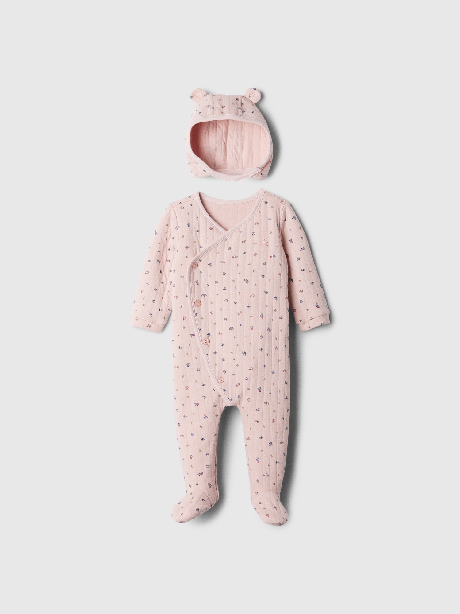 Baby Print Ribbed Three-Piece Outfit Set