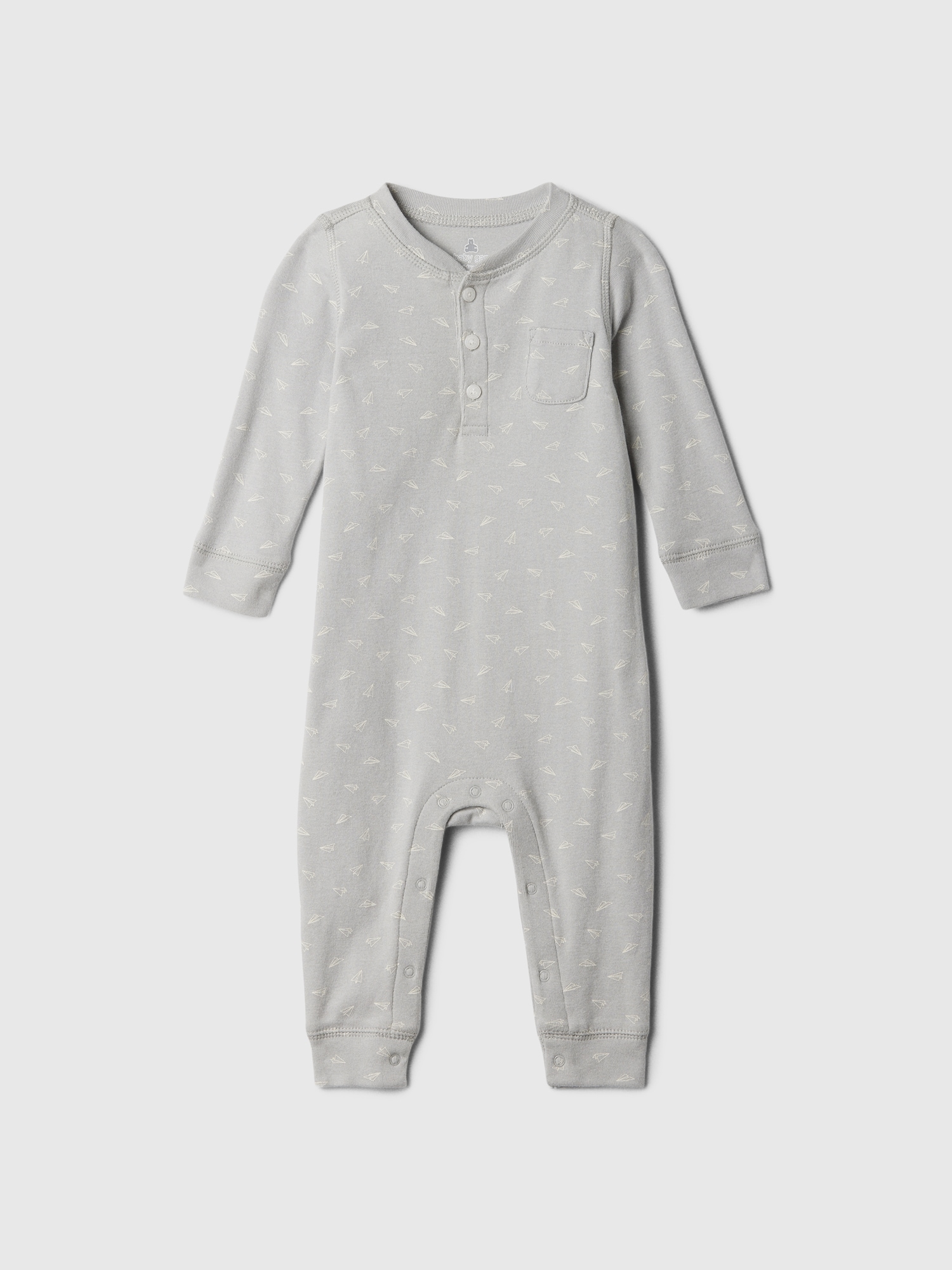 Baby Henley Pocket One-Piece - Gray