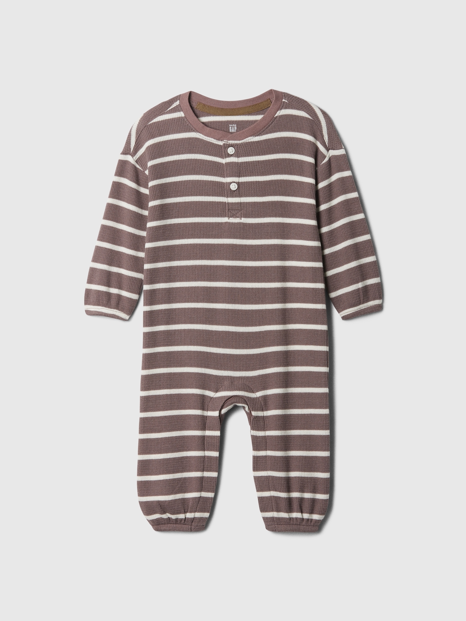 Baby Henley Waffle-Knit One-Piece - Brown