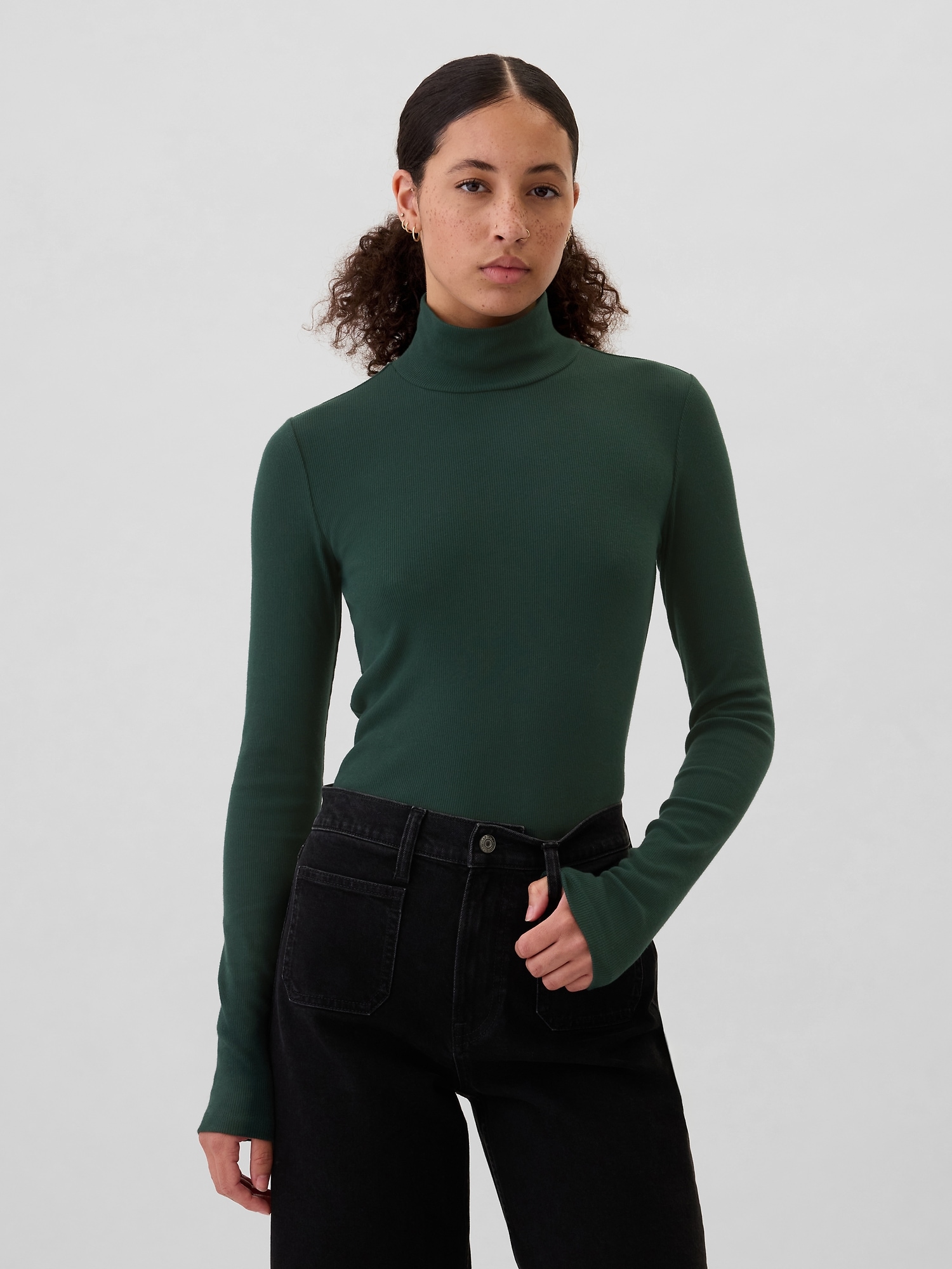 Ribbed Turtleneck T-Shirt