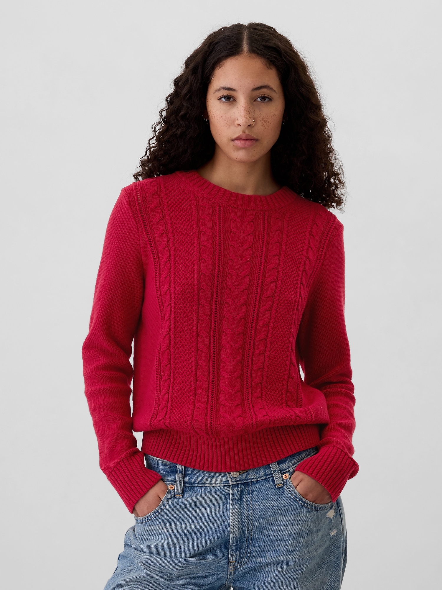 Cable-Knit Crewneck Sweater