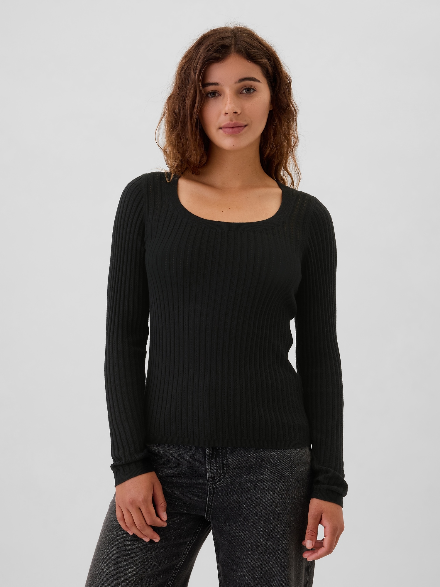 CashSoft Ribbed Scoopneck Sweater