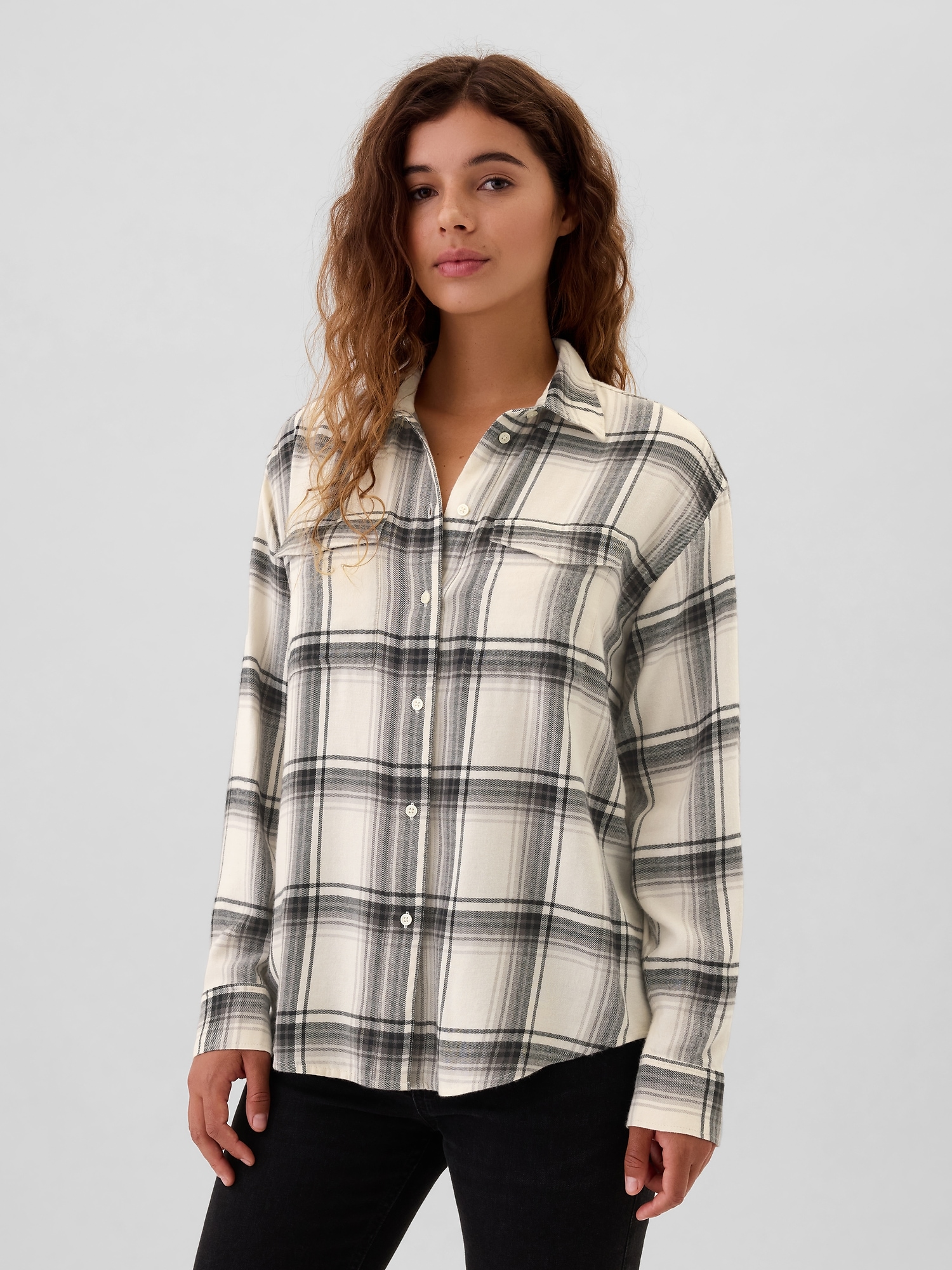 Plaid Flannel Big Shirt - Multi