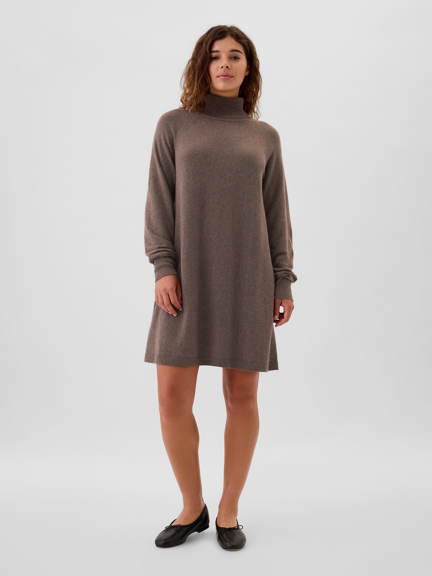 CashSoft Relaxed Turtleneck Sweater Mini Dress