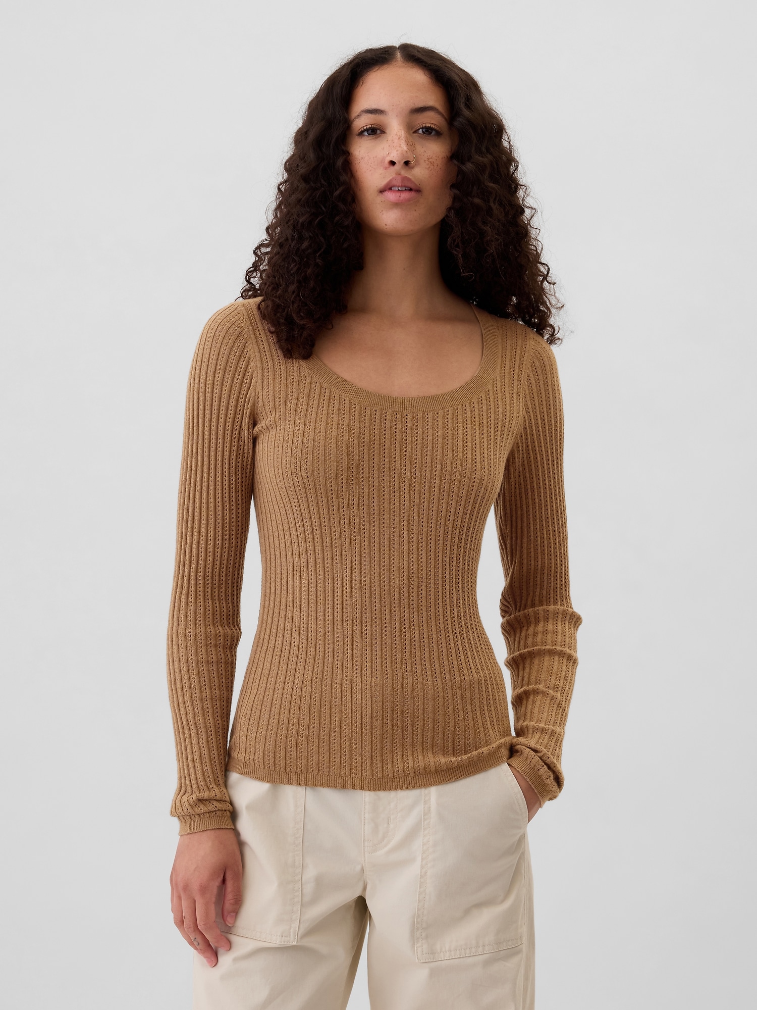 CashSoft Ribbed Scoopneck Sweater