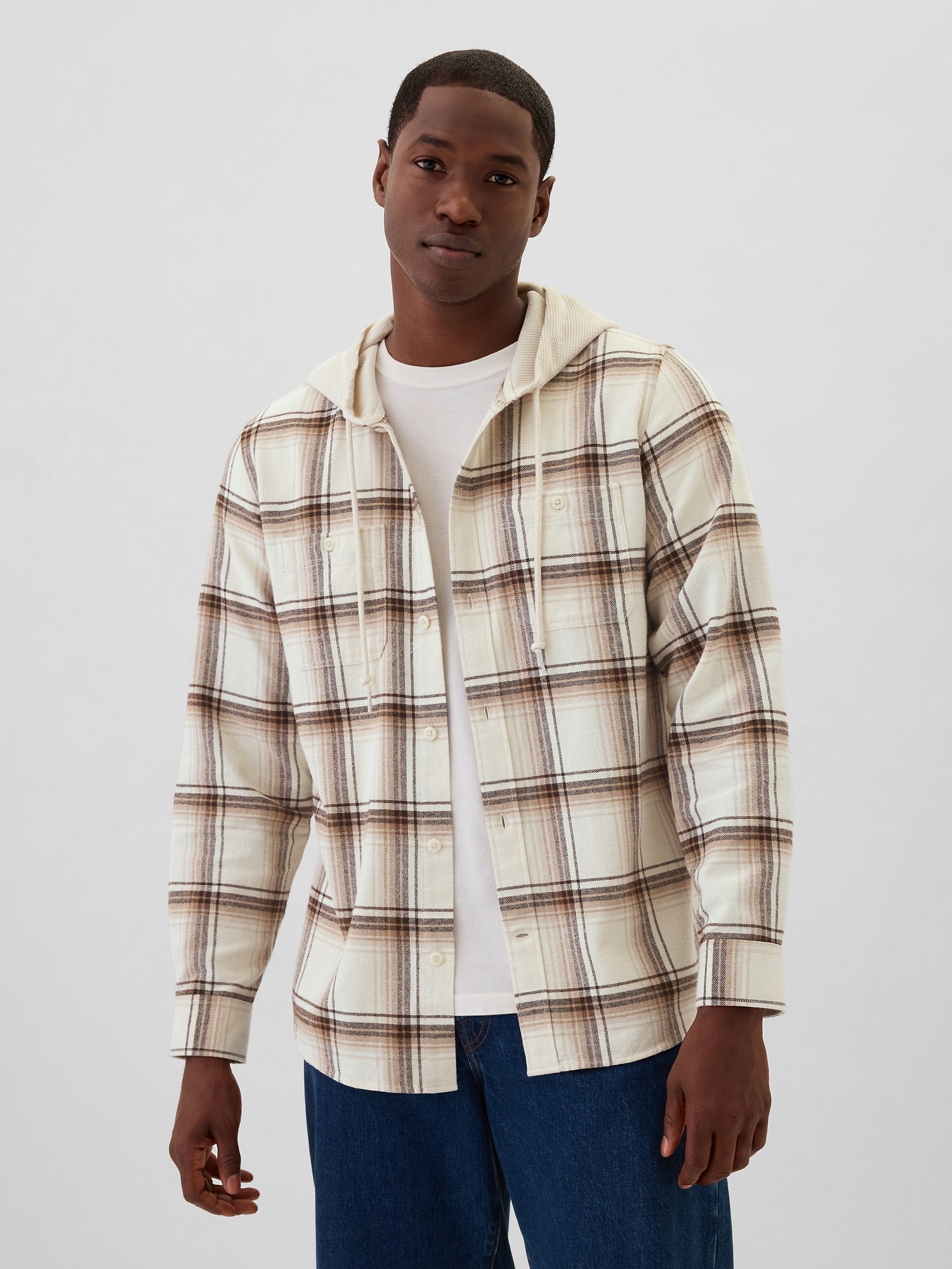 Hoodie Flannel Shirt in Standard Fit