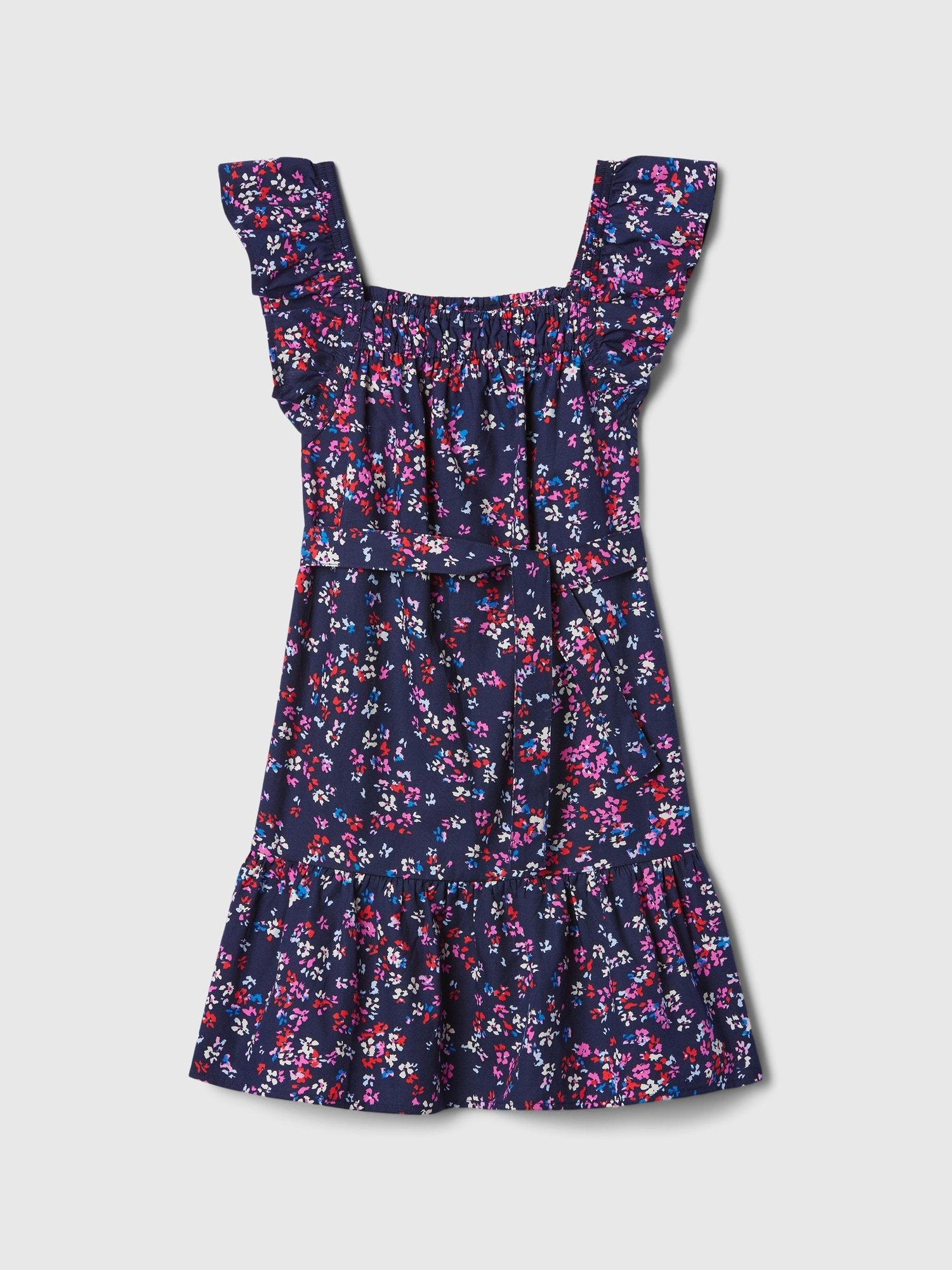 Kids Squareneck Flutter Sleeve Dress