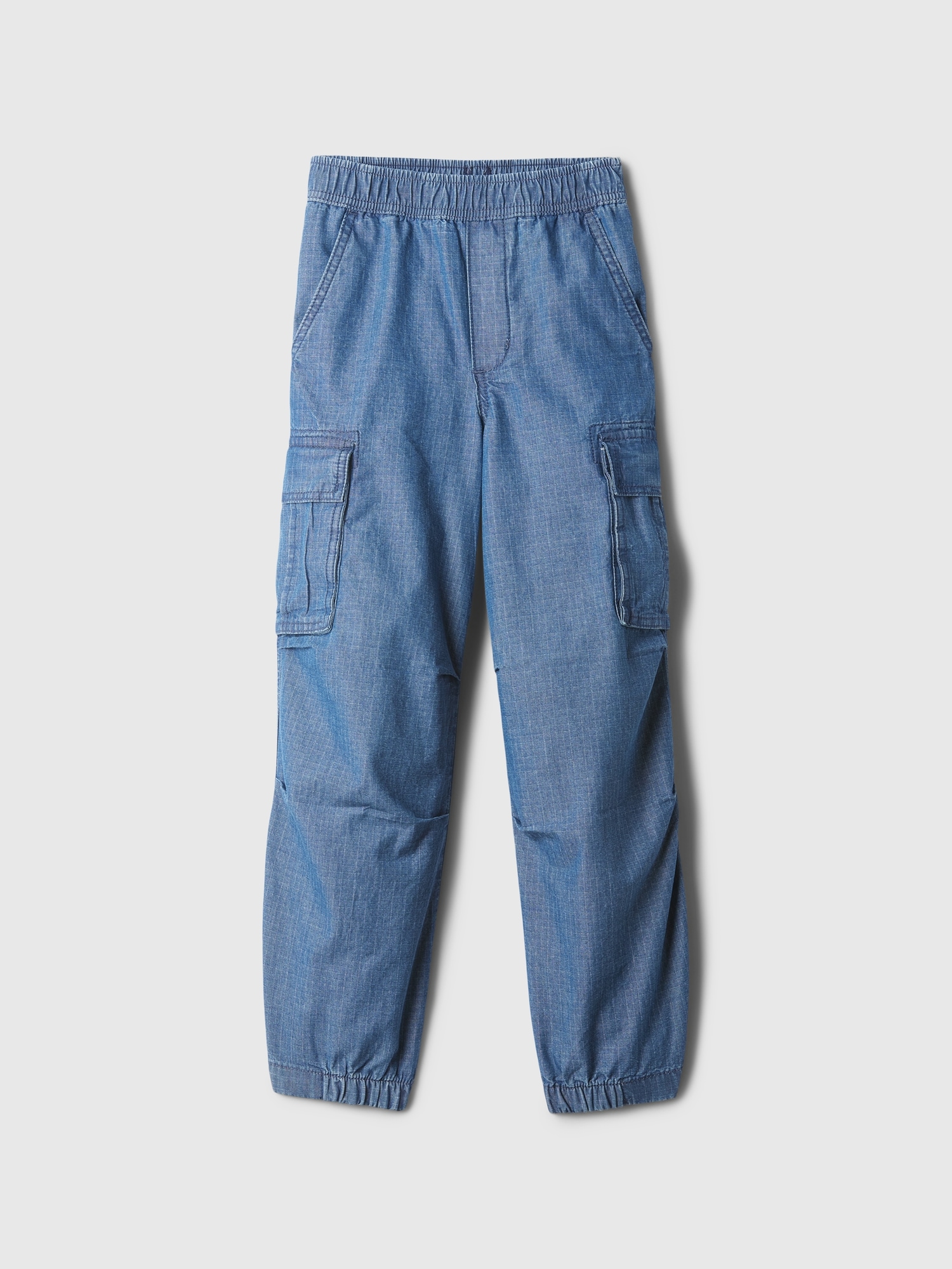 Kids Denim Parachute Cargo Pants - Blue