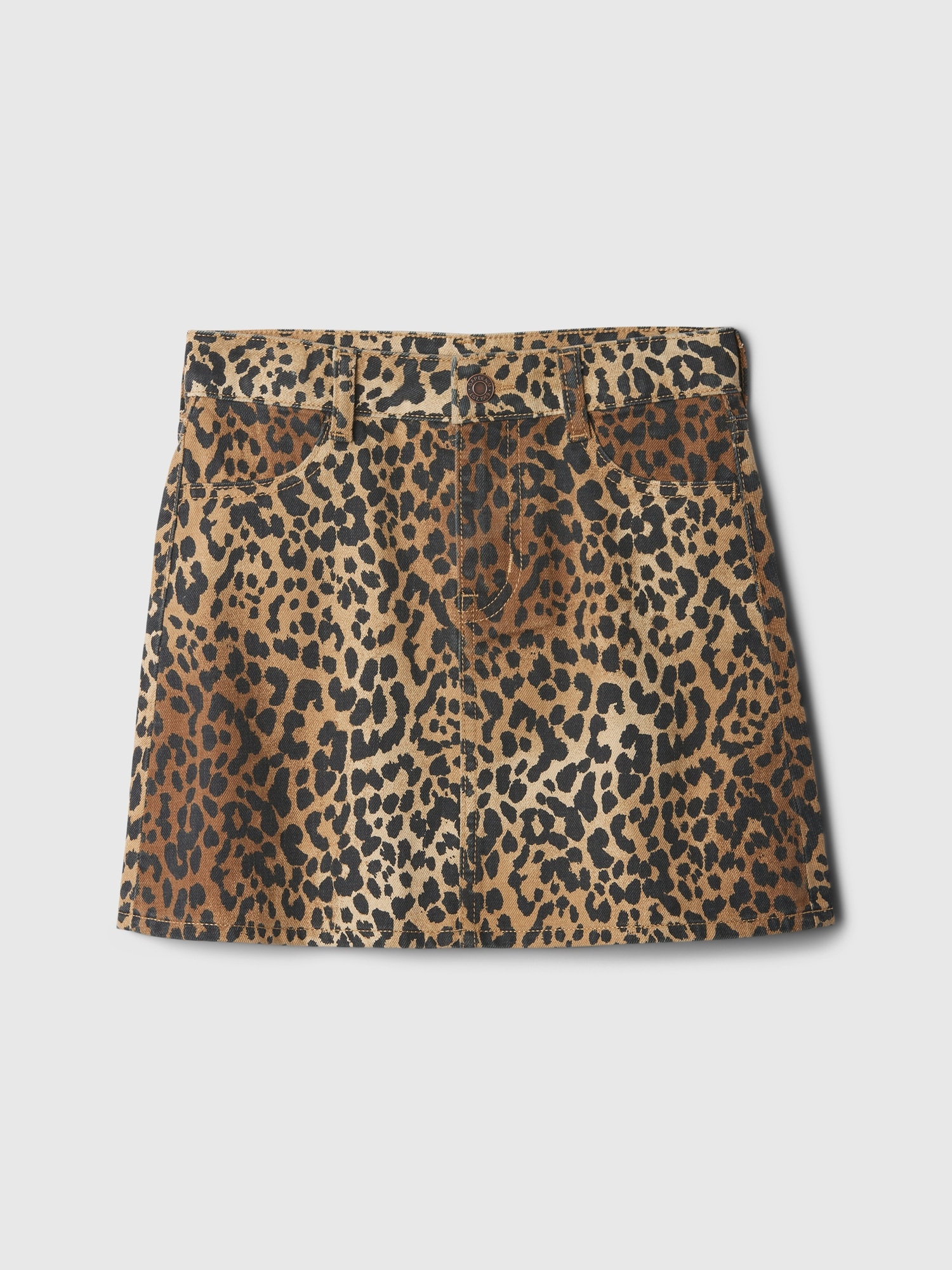 Kids Cheetah Print Denim Skirt