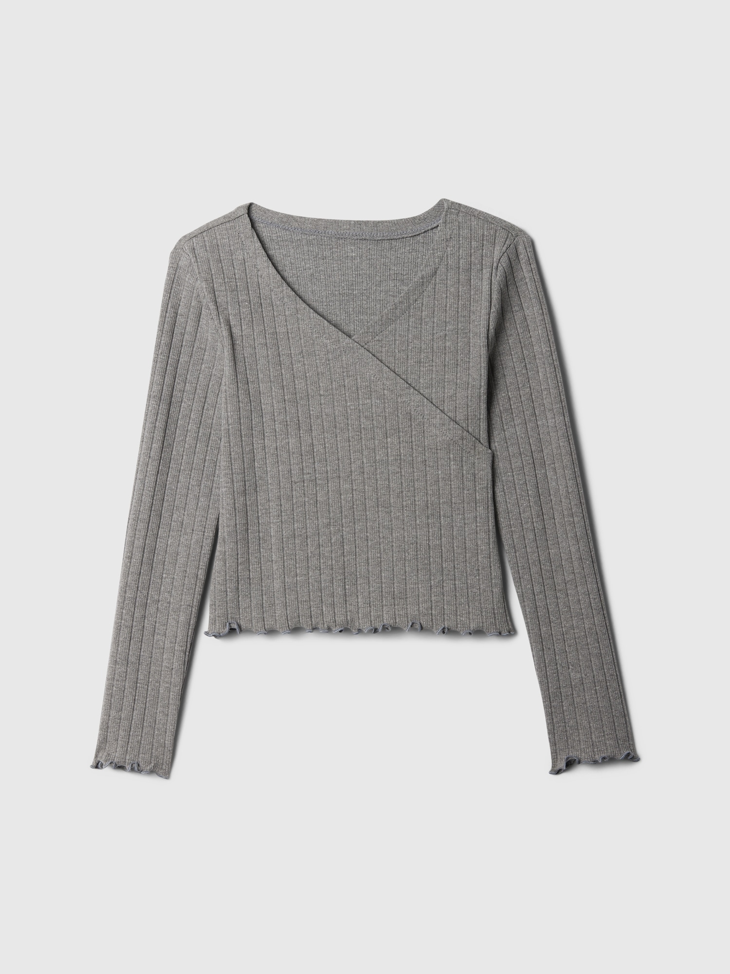 Kids Ribbed Wrap-Over Top