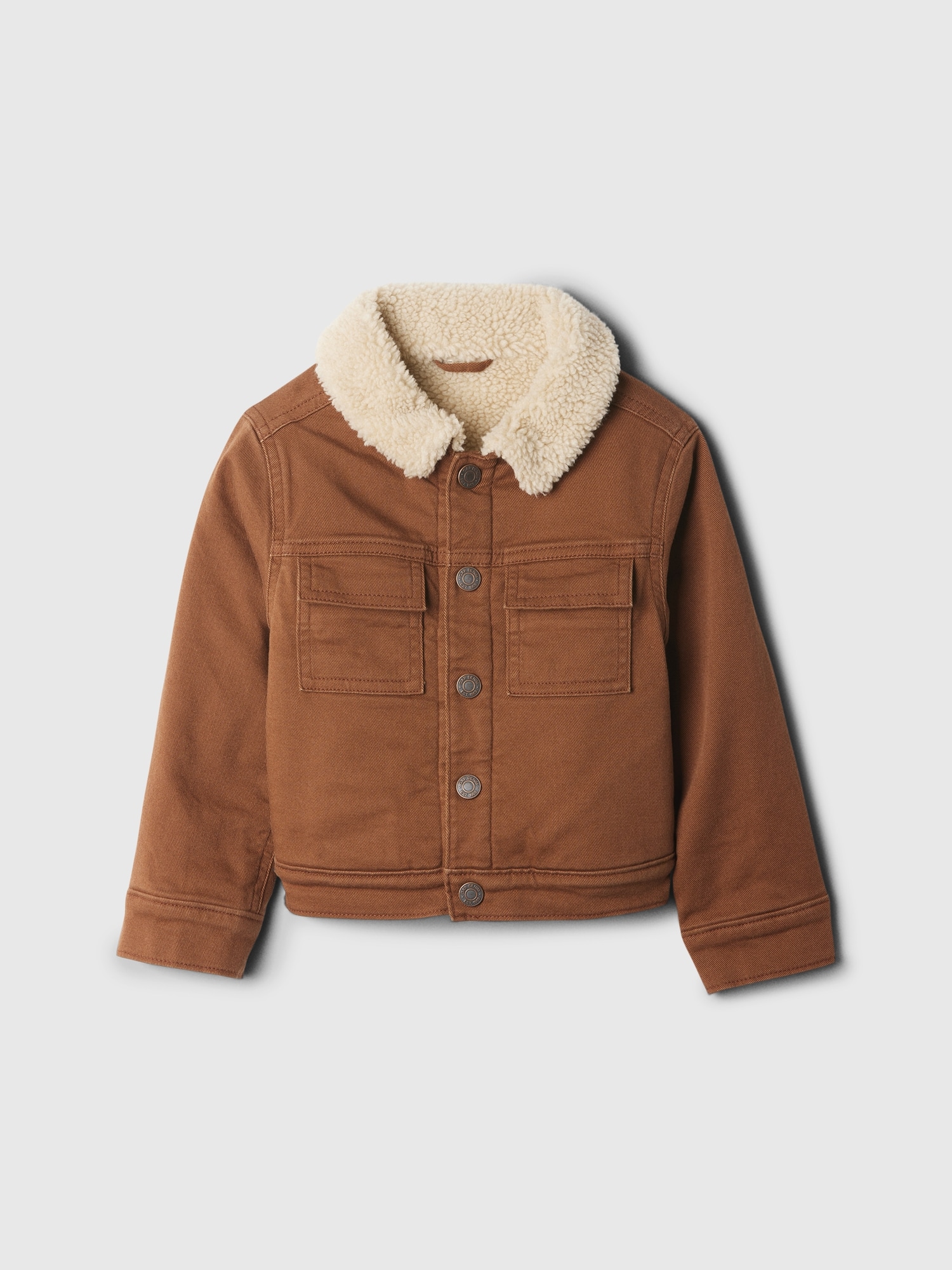 babyGap Sherpa-Lined Icon Denim Jacket - Brown