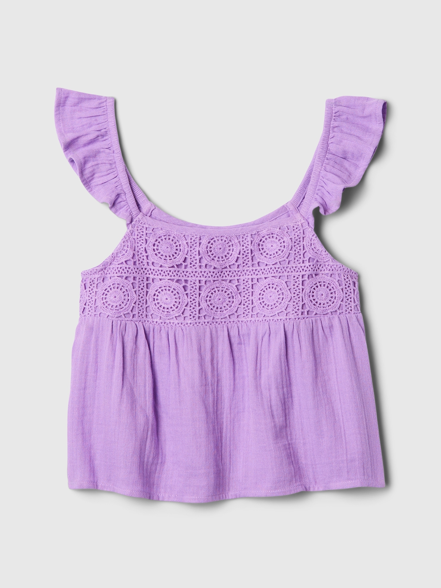 Kids Gauze Crochet Top - Purple