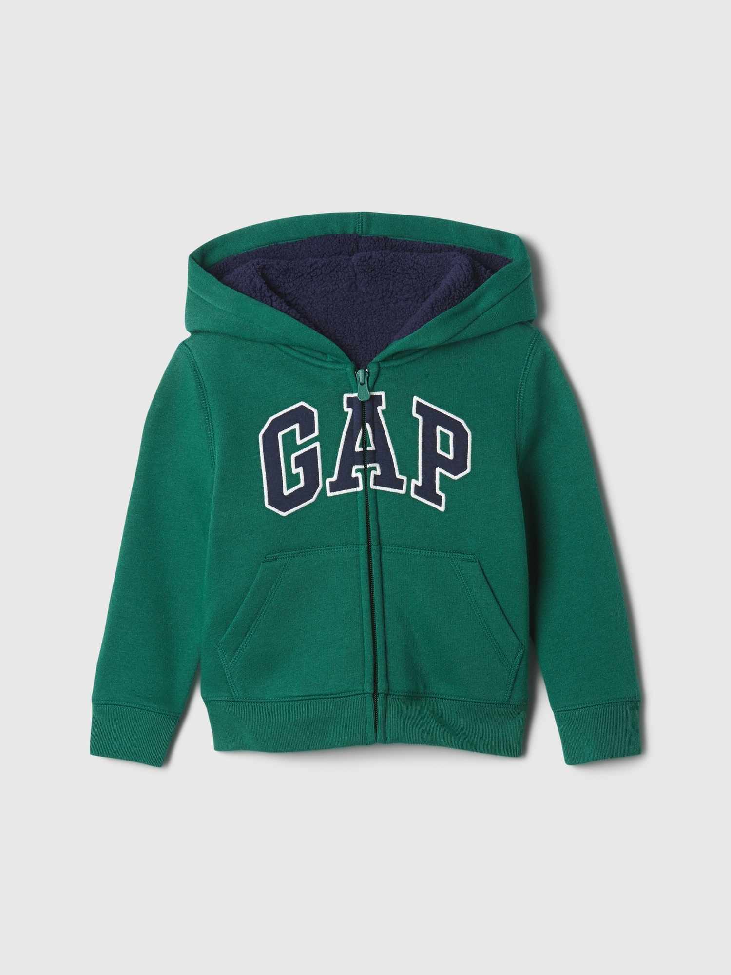 babyGap Logo Sherpa-Lined Zip Hoodie - Green