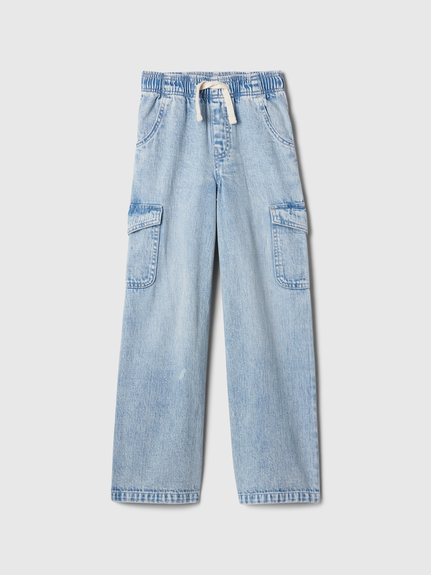 Kids High Rise Wide-Leg Cargo Jeans