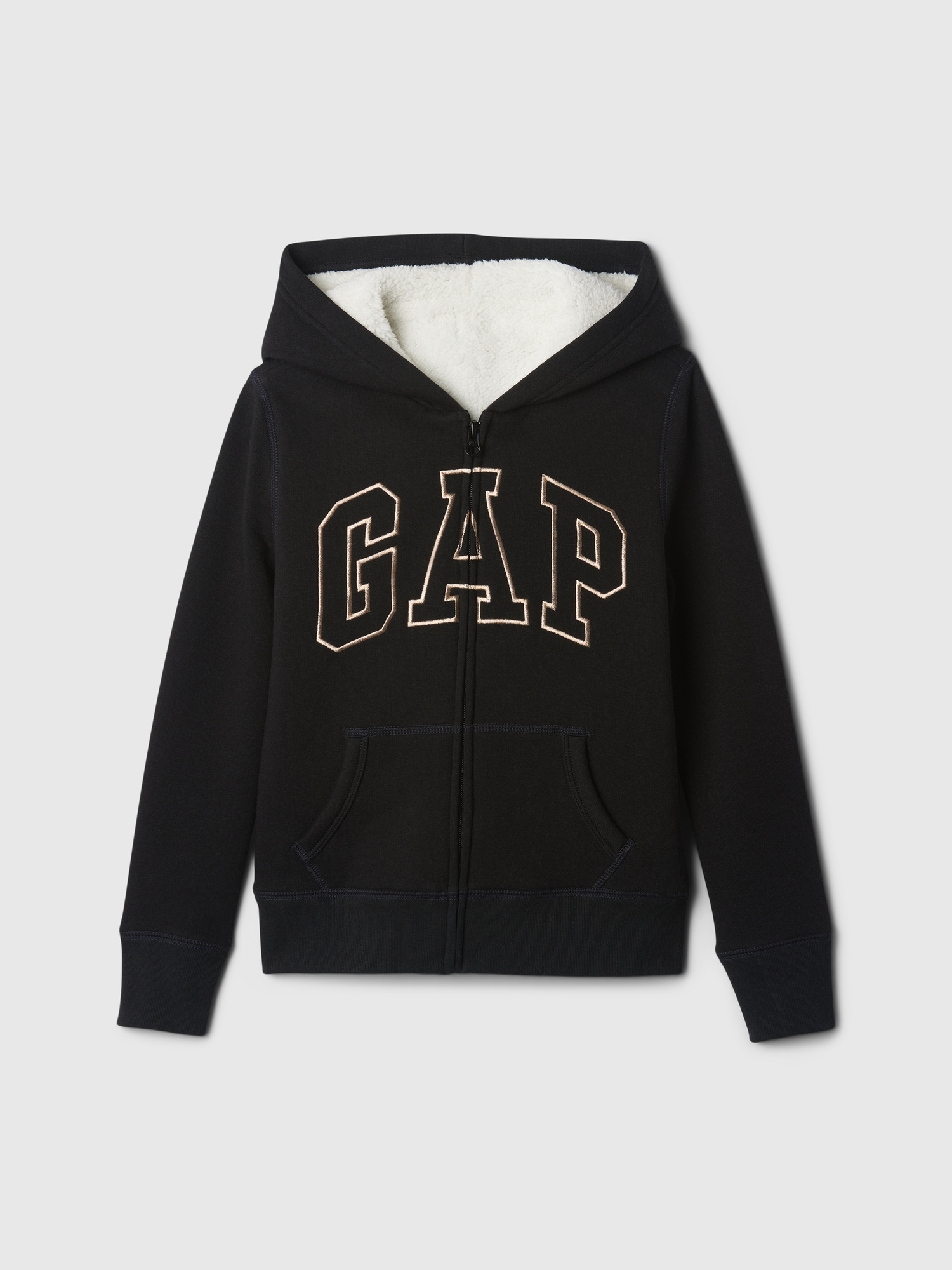 Kids Gap Logo Sherpa-Lined Zip Hoodie - Black