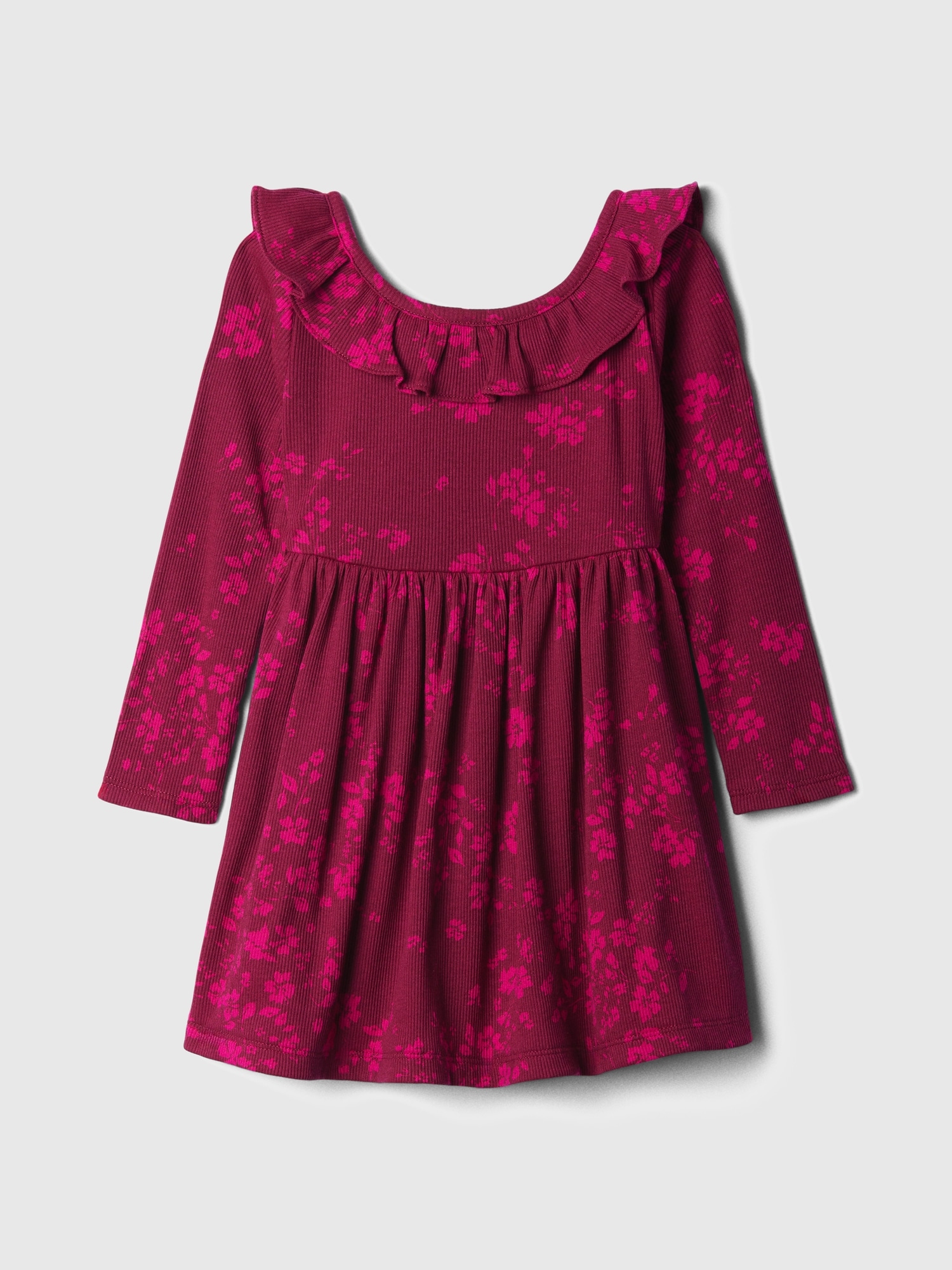 babyGap Ribbed Print Ruffle Dress - Red