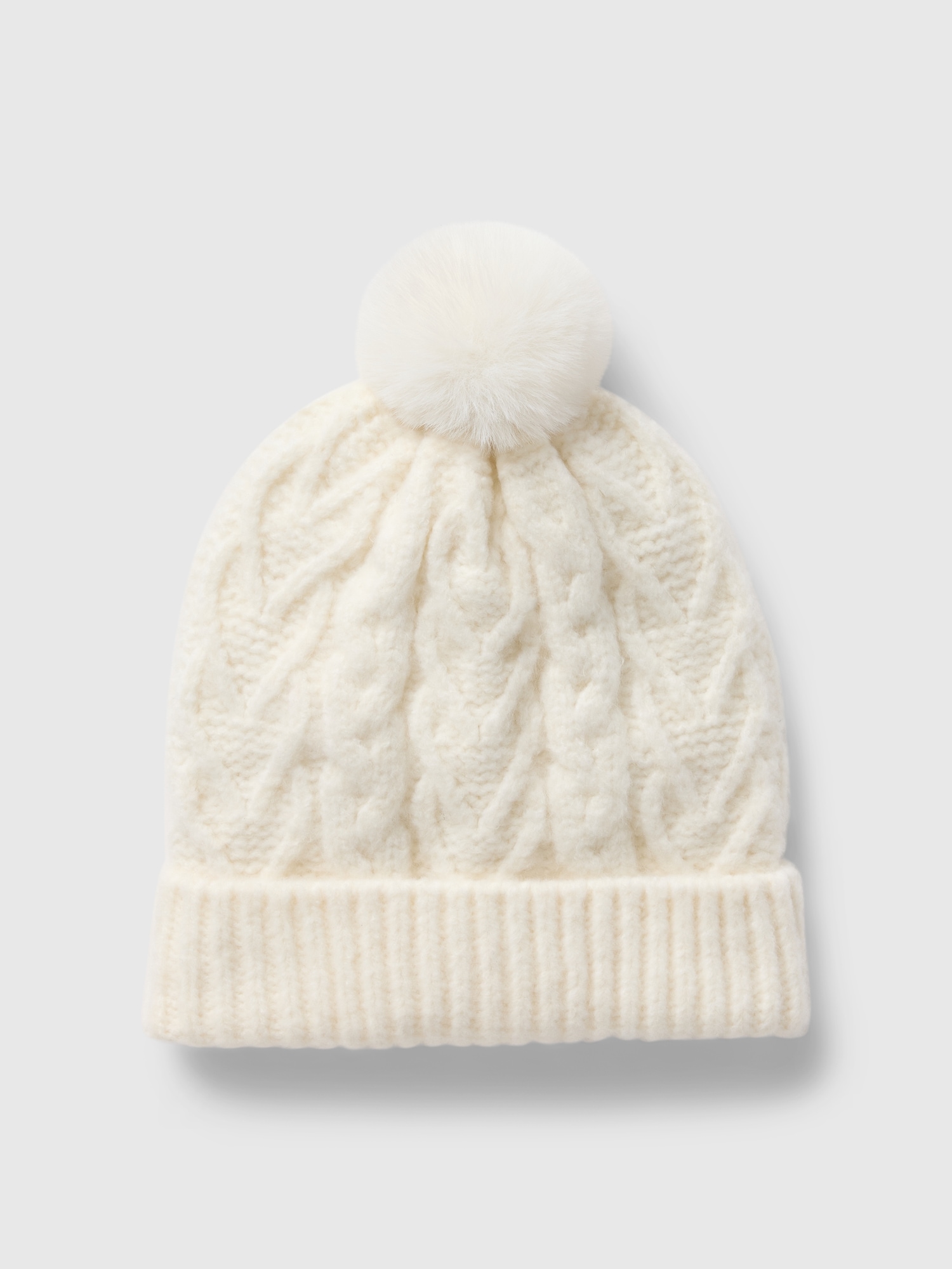 Kids CashSoft Cable-Knit Poof Beanie