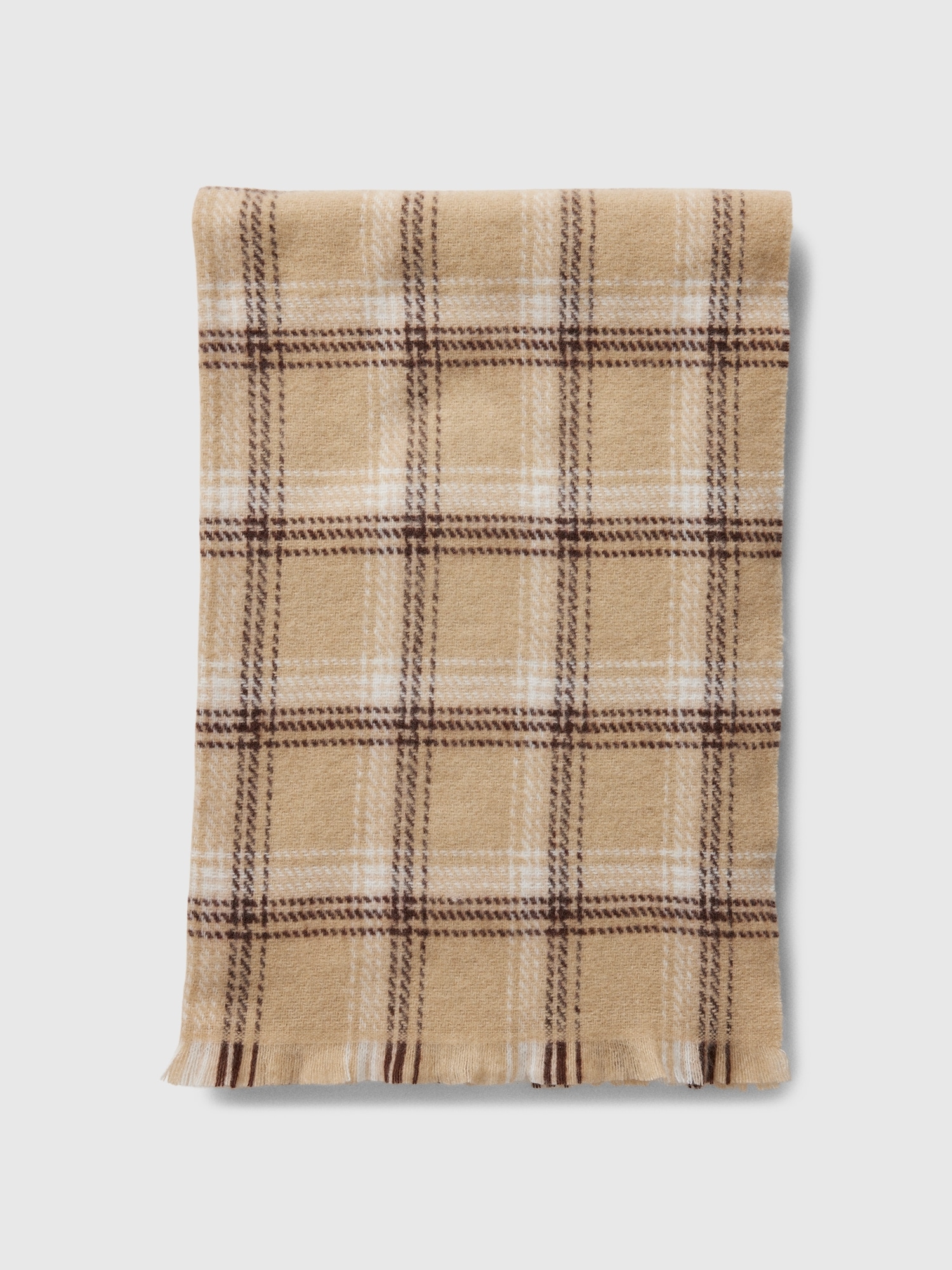 Plaid Cozy Scarf - Beige