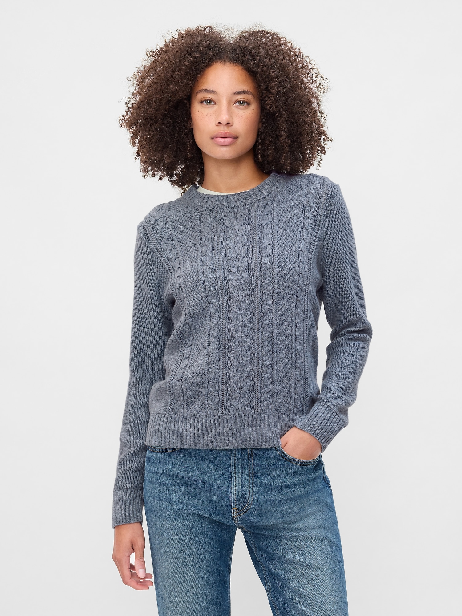 Cable-Knit Crewneck Sweater