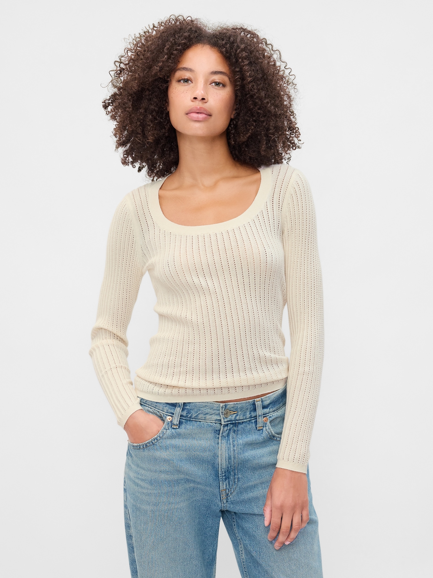 CashSoft Ribbed Scoopneck Sweater