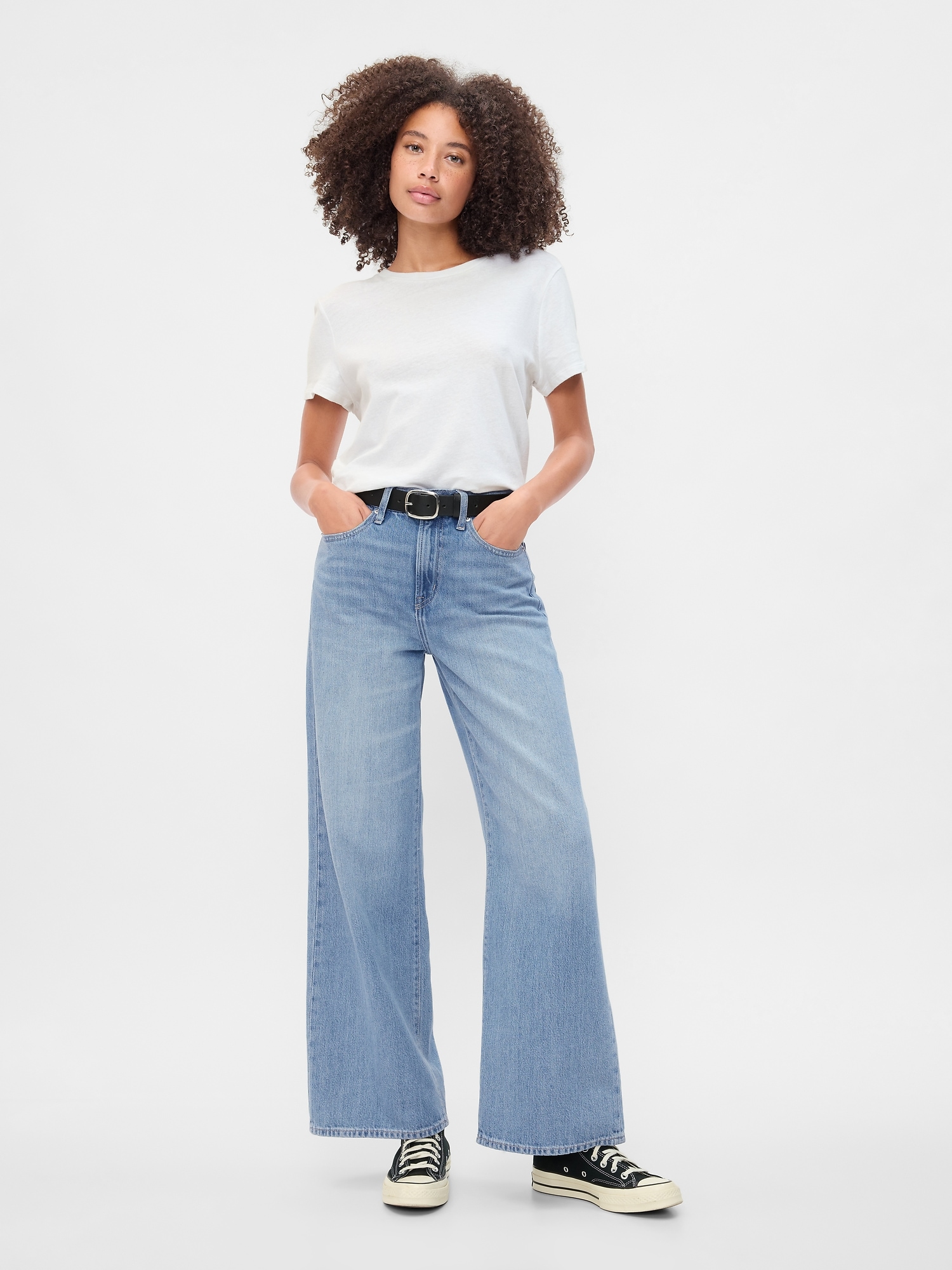 High Rise Drapey Soft Wide-Leg Jeans