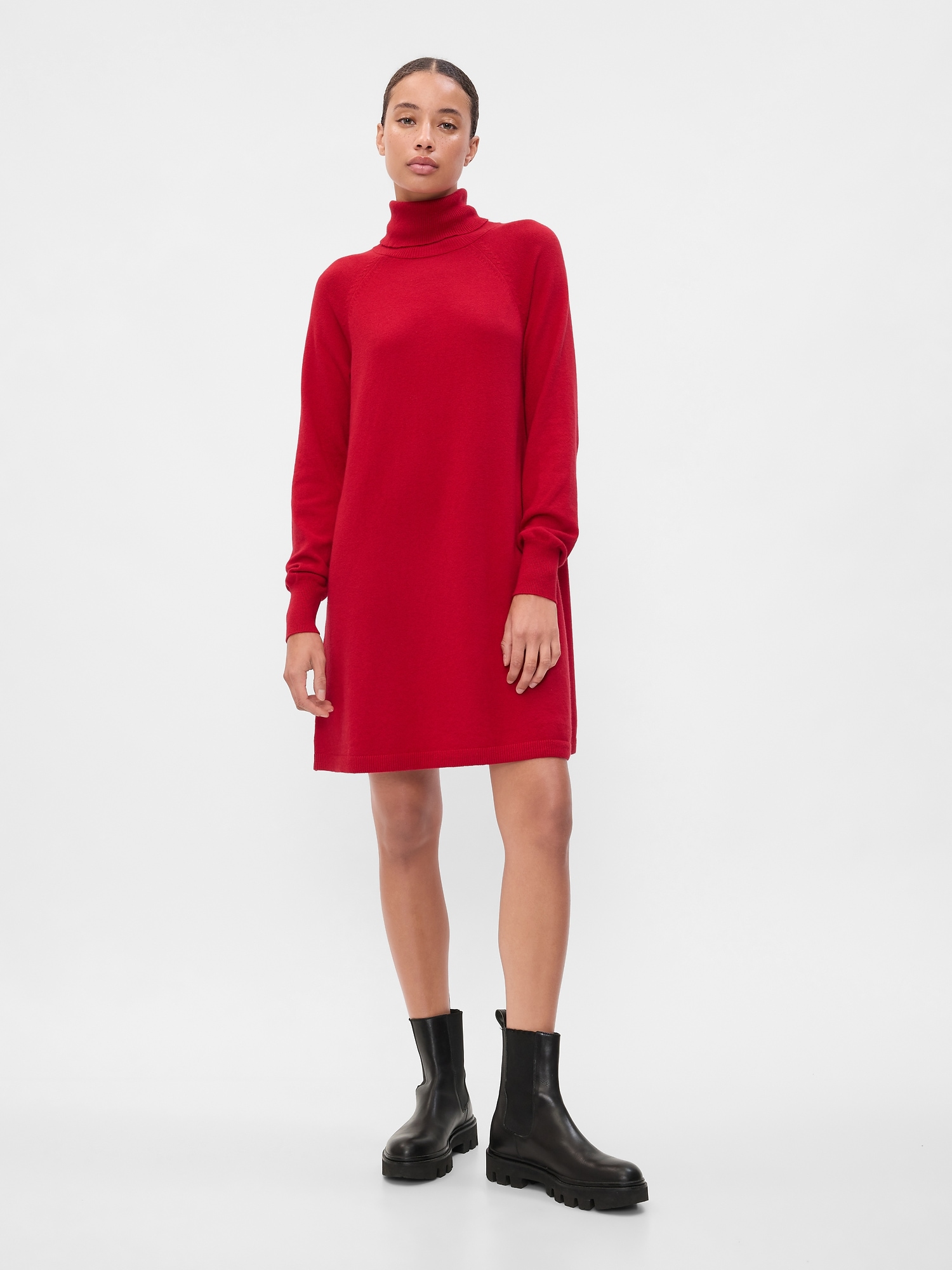 CashSoft Relaxed Turtleneck Sweater Mini Dress