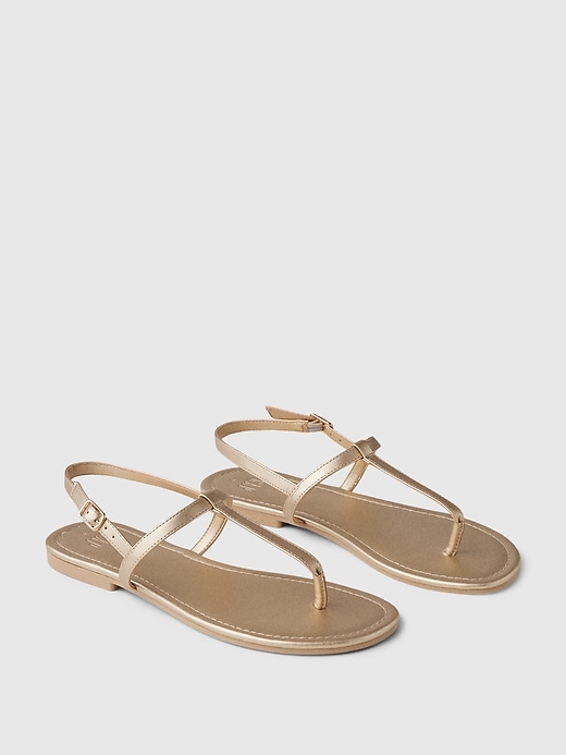 Gold t strap sandals on sale