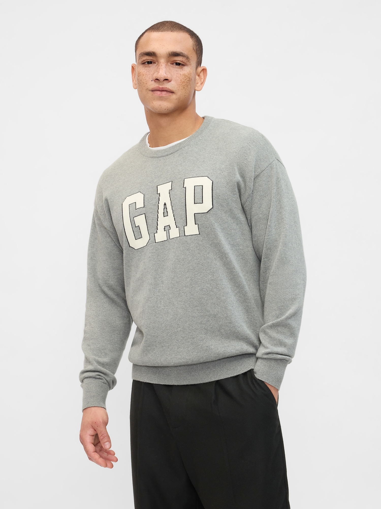 Relaxed Gap Logo Intarsia Sweater