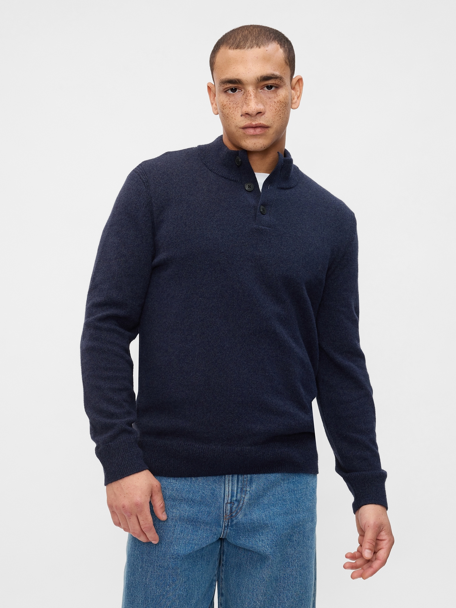 Mockneck Henley Sweater