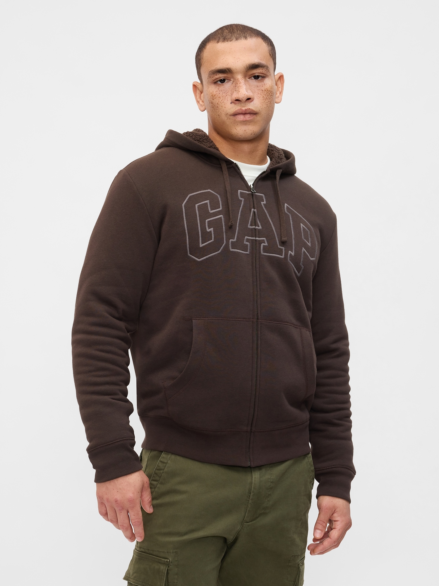 Gap Logo Sherpa-Lined Zip Hoodie