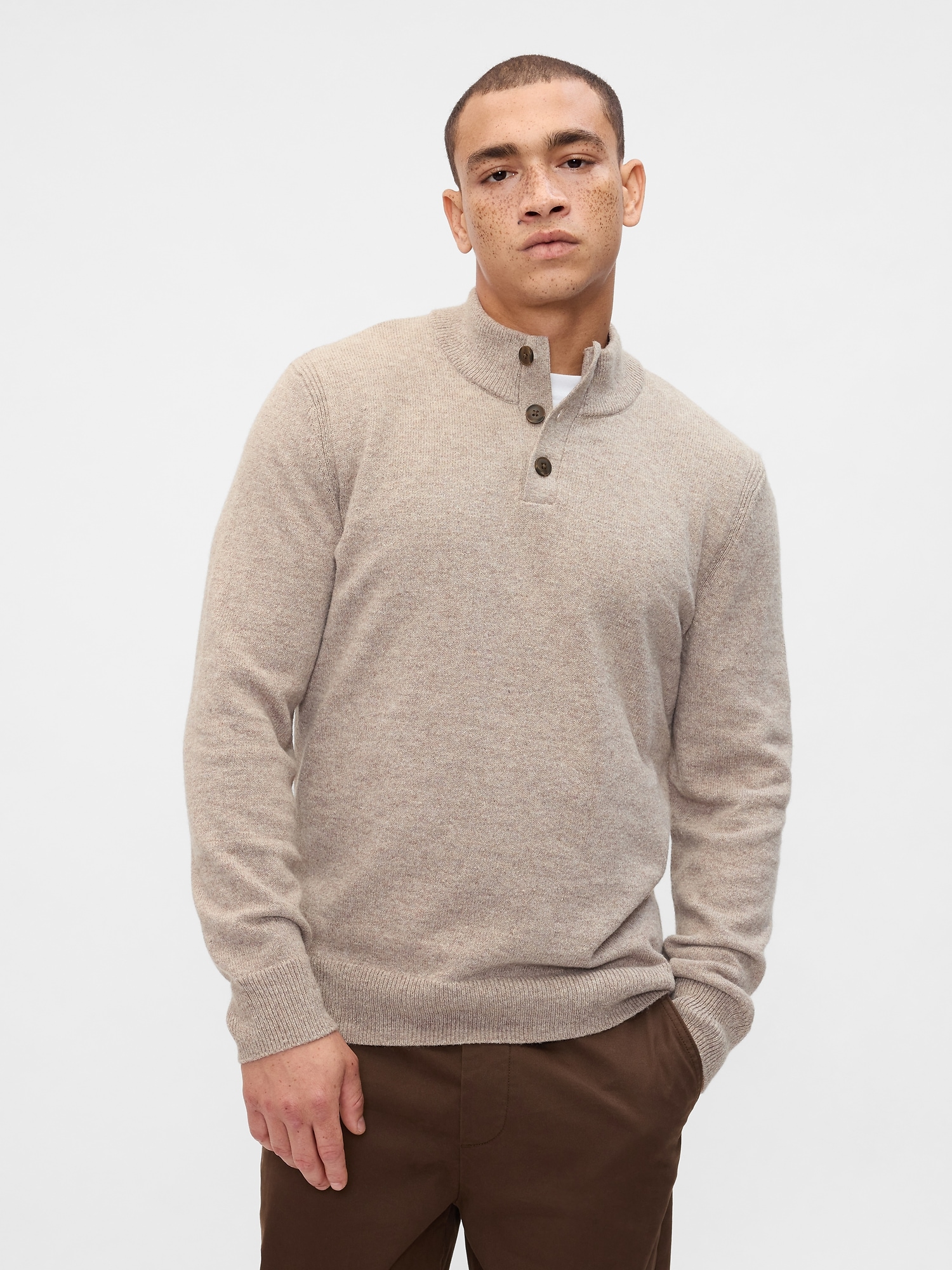 Mock neck baseball henley sweater best sale