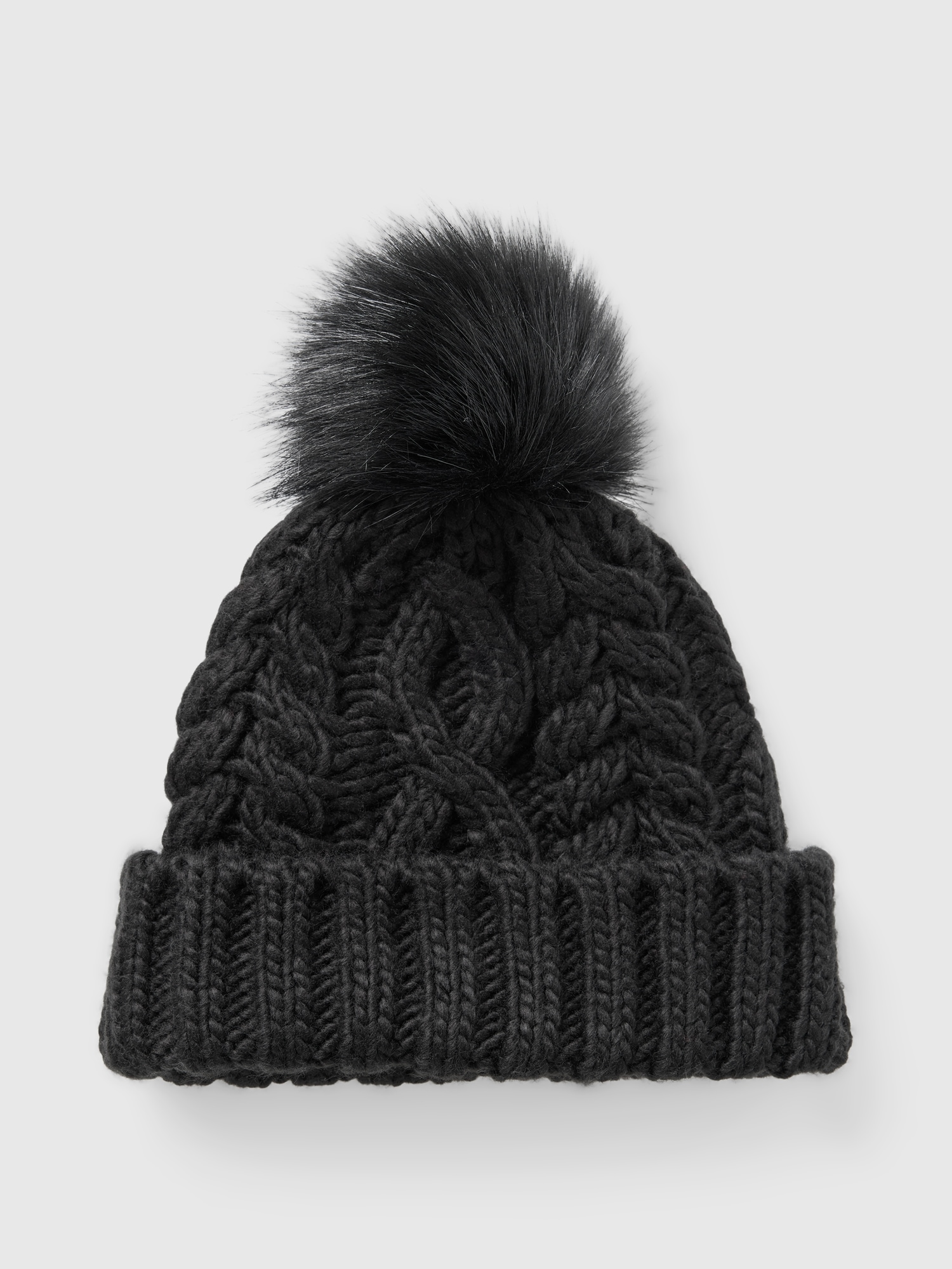 Cable-Knit Poof Beanie