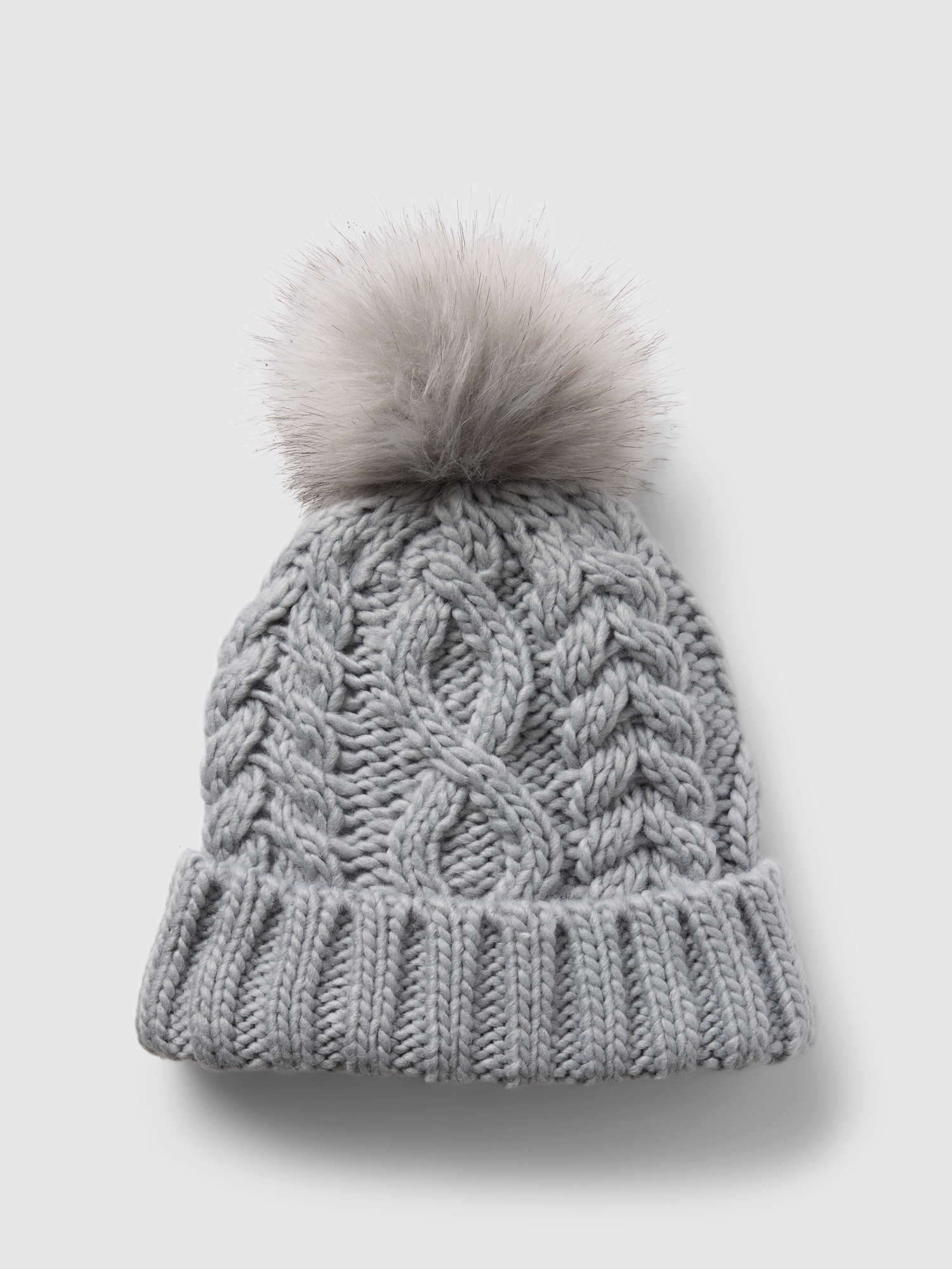 Cable-Knit Poof Beanie