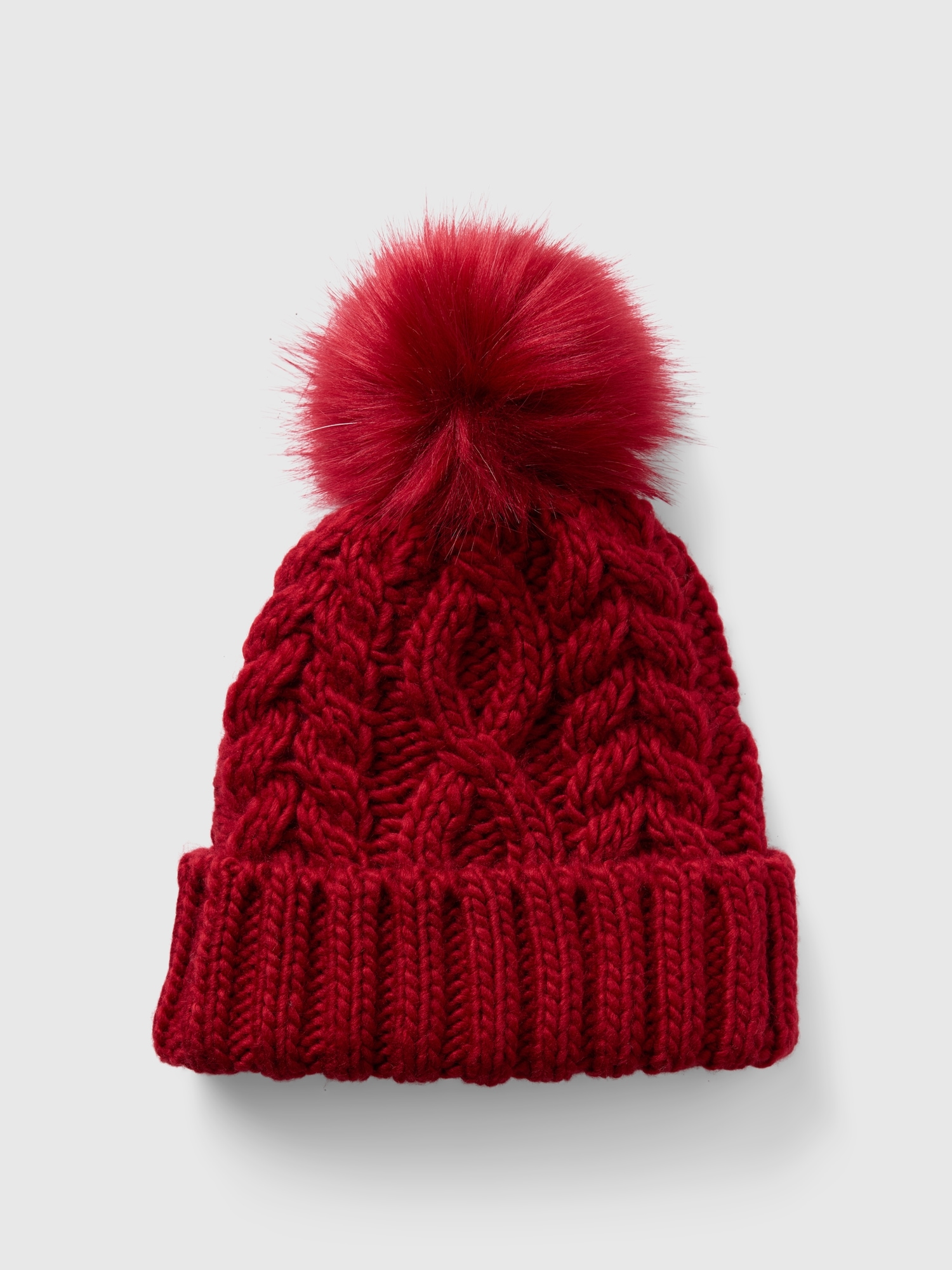 Cable-Knit Poof Beanie